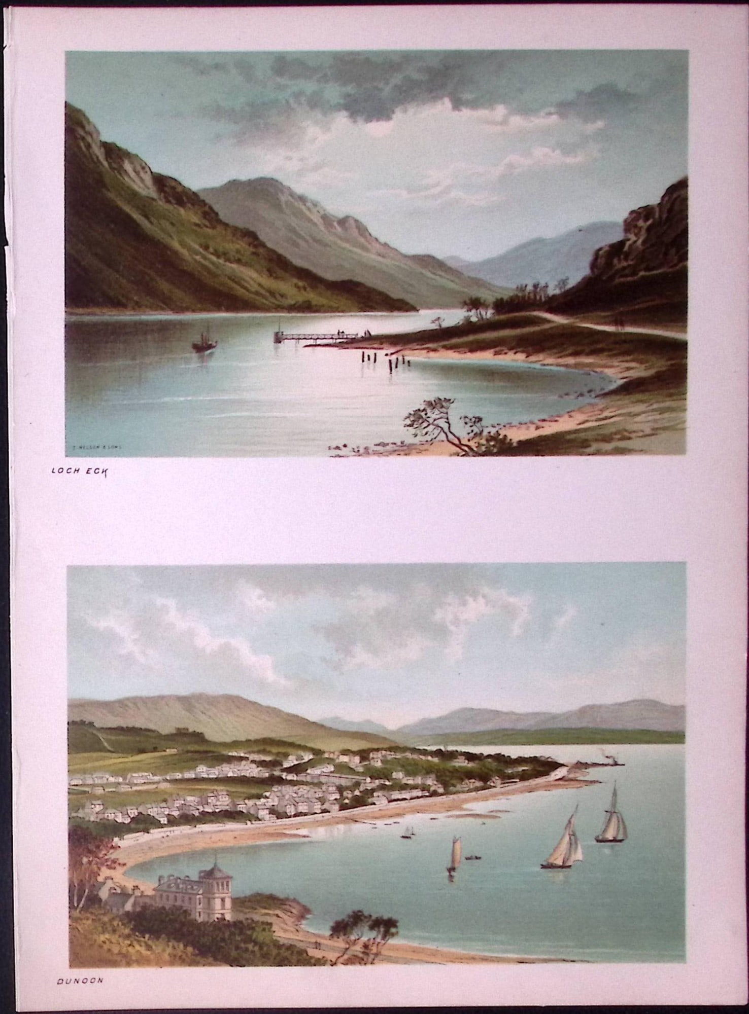 Scotland Loch Eck & Dunoon Antique Coloured Print-26: Title: Scotland Loch Eck & Dunoon Antique Coloured Print-26 Description: This Antique Illustration Has Been Removed from a First Edition of. Souvenir Of Scotland. Cities, Lakes