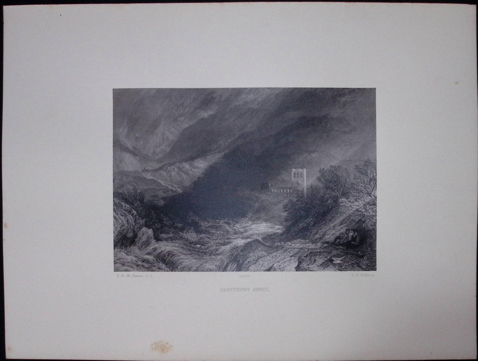 J.M.W Turner Rare “LLanthony Abbey Wales” 1873 Picturesque Views in England-28: Title: J.M.W Turner Rare “LLanthony Abbey Wales” 1873 Picturesque Views in England-28 Description: This Antique Print Was Removed from a 152 Years-Old Edition Of. J M W Turner's Pic