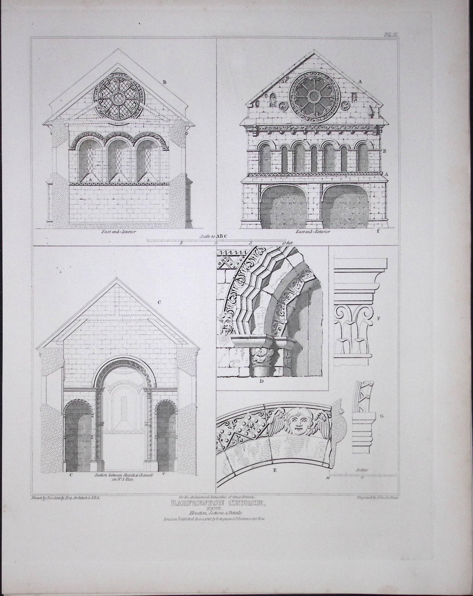 Barfreston Church Kent 190 Years-Old Rare John Britton Antique Steel Engraving-69: Title: Barfreston Church Kent 190 Years-Old Rare John Britton Antique Steel Engraving-69 Description: This 191 Years-Old Steel Gilt-Edged Engraved Plate Has Been Removed from an Antique Edition of.