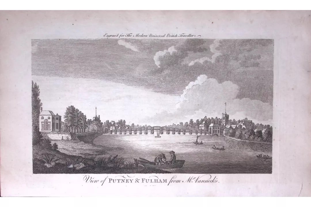 London Putney & Fulham Rare 247-Year-Old Large Antique Copperplate Engraving -27-TR: Title: London Putney & Fulham Rare 247-Year-Old Large Antique Copperplate Engraving -27-TR Description: This Antique 247-Year-Old Was Removed from an Edition Of. The Modern Universal