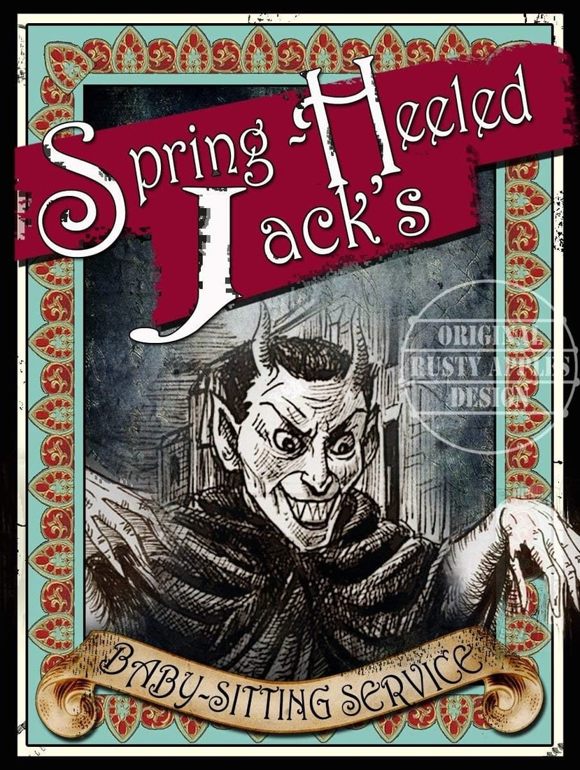 Spring Heeled Jack Babysitting Services Victorian Poster Style Metal Wall Art: Title: Spring Heeled Jack Babysitting Services Victorian Poster Style Metal Wall Art Description: ★ Approx Size 16” x 12” (Inches) 400 x 300 (mm). ★ Our Metal Art Design