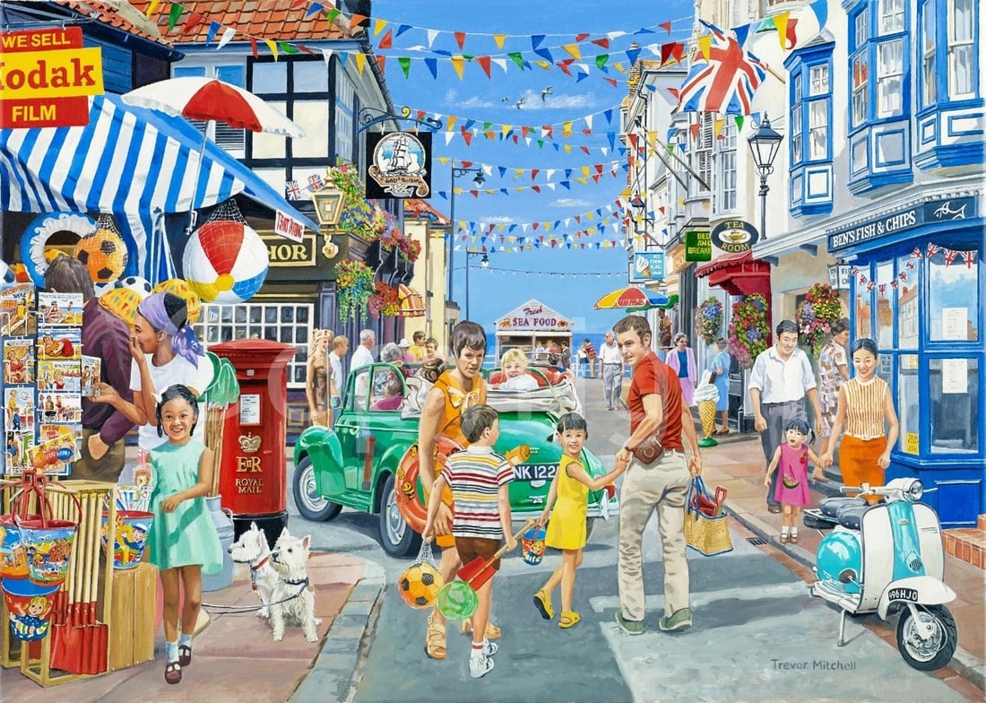 Seaside 1960's Nostalgic Holiday Scene ""Wish You Were Here"" Metal Wall Art: Title: Seaside 1960's Nostalgic Holiday Scene ""Wish You Were Here"" Metal Wall Art Description: ★ Approx Size 16” x 12” (Inches) 400 x 300 (mm). ★ Our Metal Art Design Comes