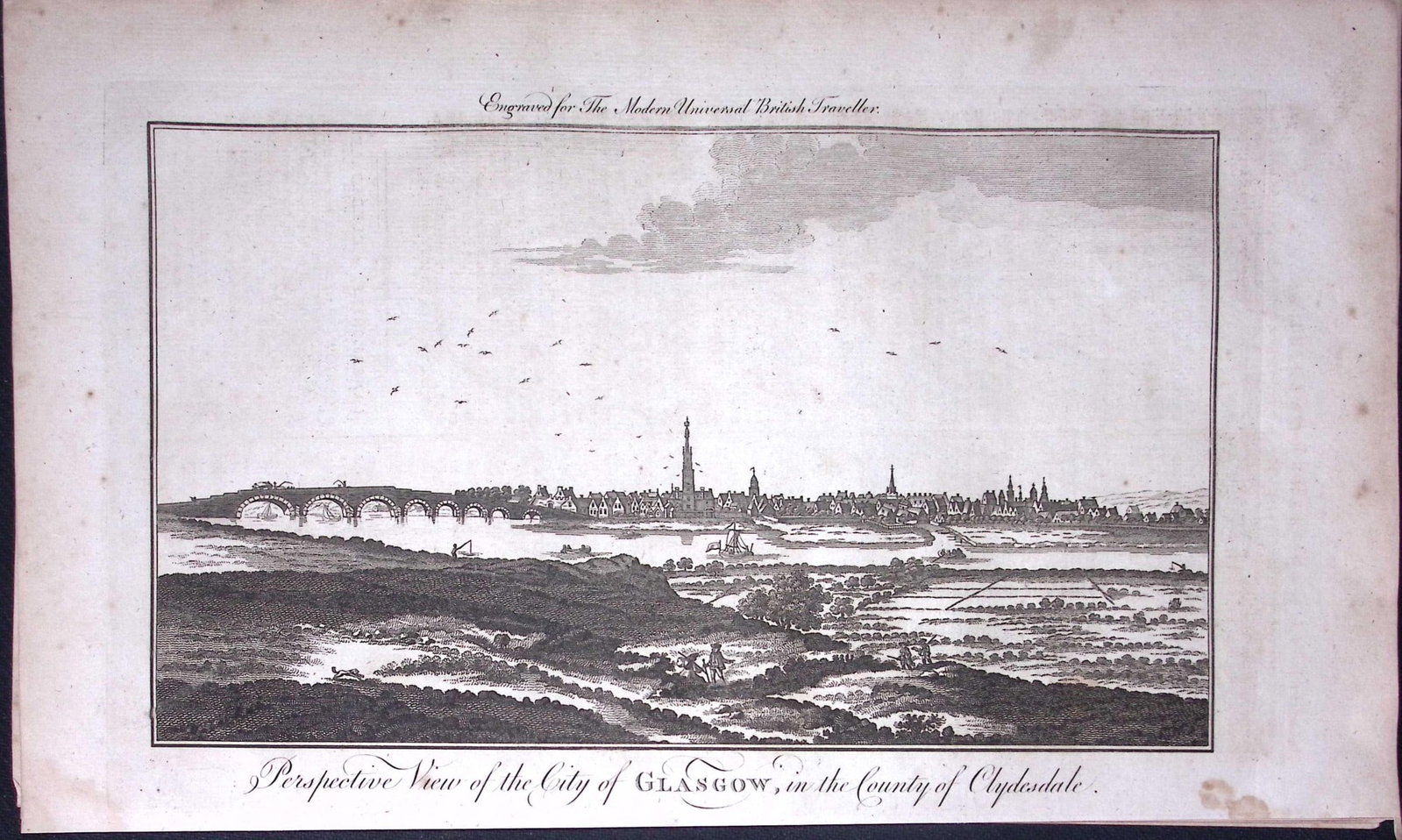 City of Glasgow Scotland Rare Large 247-Year-Old Antique Copperplate Engraving-6-TR: Title: City of Glasgow Scotland Rare Large 247-Year-Old Antique Copperplate Engraving-6-TR Description: This Antique 247-Year-Old Was Removed from an Edition Of. The Modern