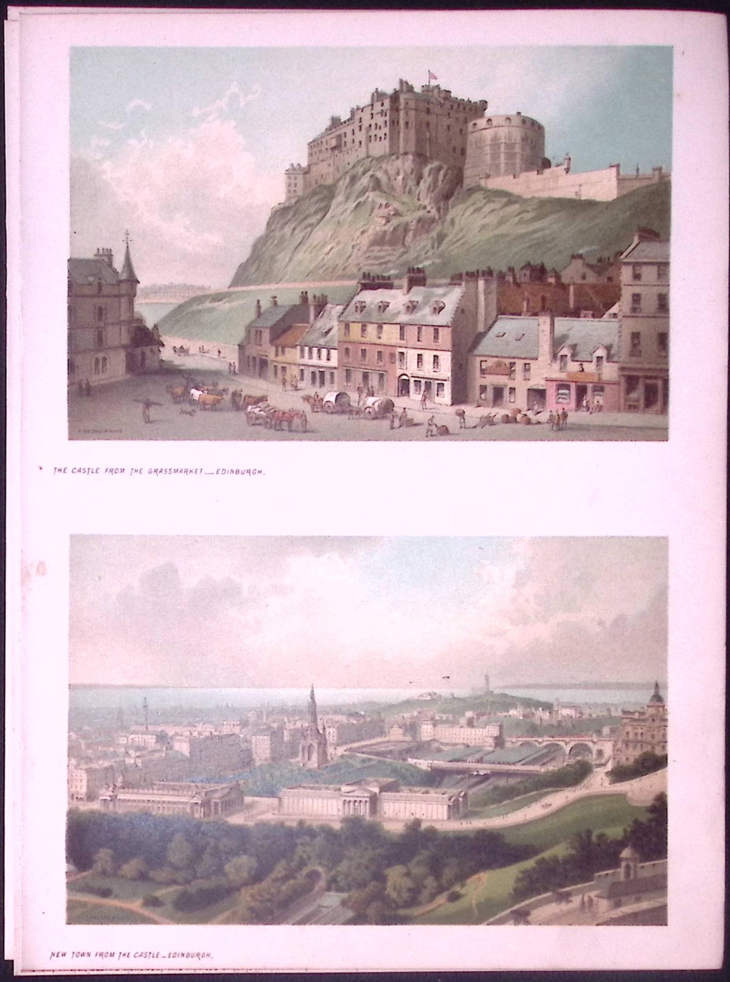 Scotland Edinburgh Views of City The Castle Coloured Antique Print-3.: Title: Scotland Edinburgh Views of City The Castle Coloured Antique Print-3. Description: This Antique Illustration Has Been Removed from an First Edition of. Souvenir Of Scotland. Cities,