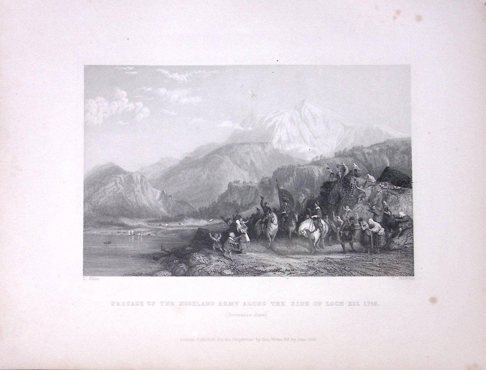 Highland Army Passing Loch Ell Scotland W Beattie 188 Years-Old Antique Steel Engraving-36: Title: Highland Army Passing Loch Ell Scotland W Beattie 188 Years-Old Antique Steel Engraving-36 Description: Scotland Illustrated in a Series of Views Takes Expressly for This Work by Messrs
