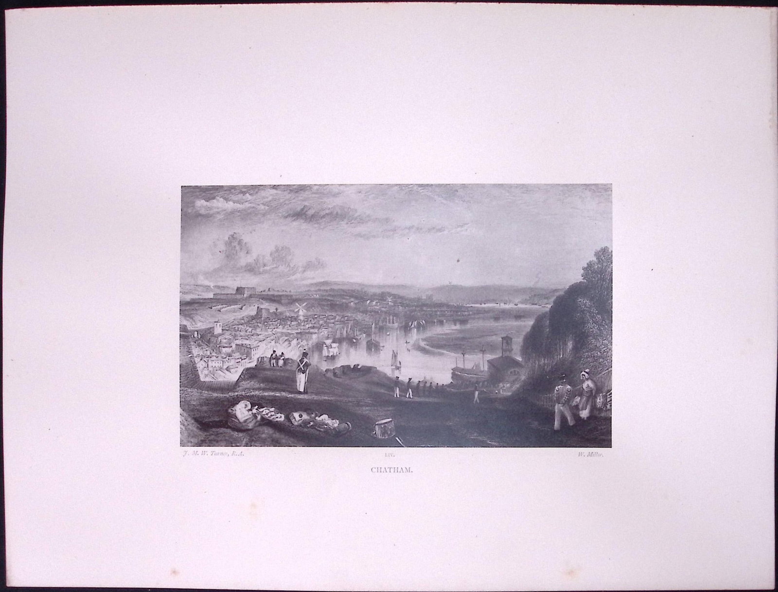 J.M.W Turner Rare “Chatham Harbour Kent” 1873 Picturesque Views in England-59: Title: J.M.W Turner Rare “Chatham Harbour Kent” 1873 Picturesque Views in England-59 Description: This Antique Print Was Removed from a 152 Years-Old Edition Of. J M W Turner's