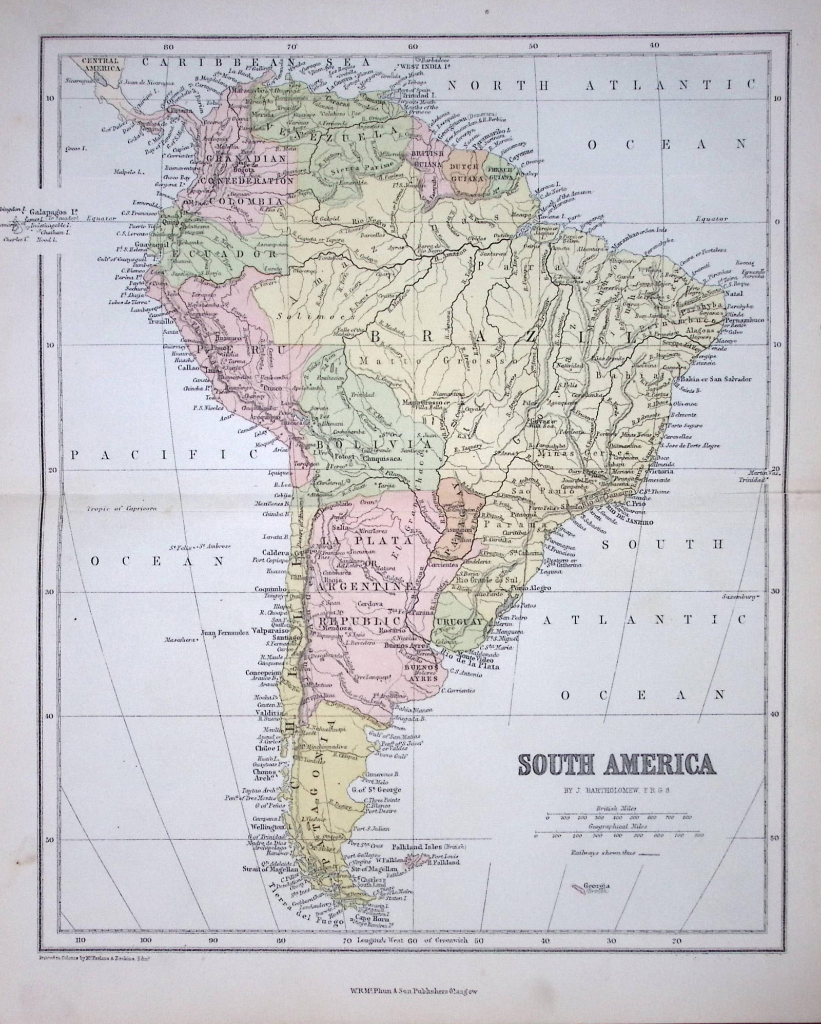 South America Large Coloured Detailed 155 Years-Old Map-D-TR: Title: South America Large Coloured Detailed 155 Years-Old Map-D-TR Description: This Coloured and Detailed Map Was Removed from an Edition of. The Gallery of Geography Published in 1872 During the