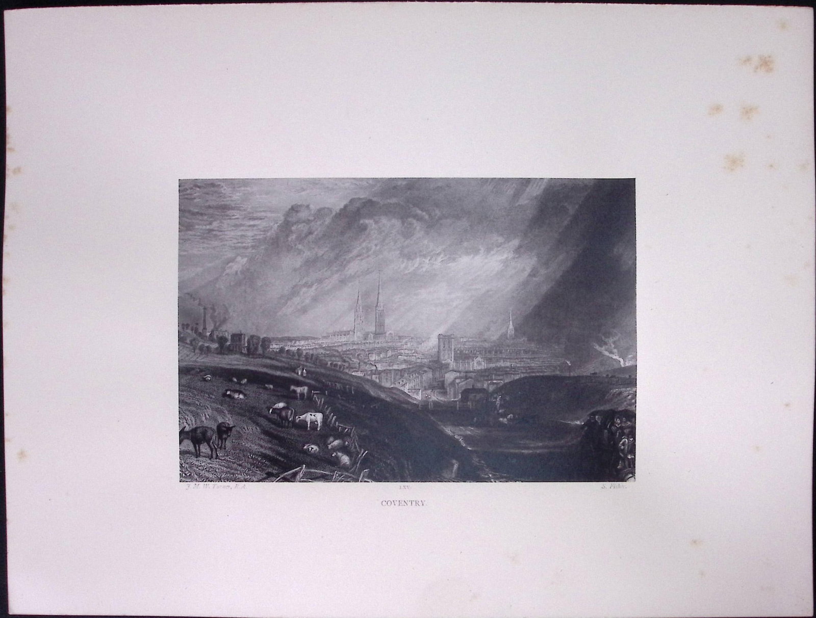 J.M.W Turner Rare “City of Coventry” 1873 Picturesque Views in England-64: Title: J.M.W Turner Rare “City of Coventry” 1873 Picturesque Views in England-64 Description: This Antique Print Was Removed from a 152 Years-Old Edition Of. J M W Turner's Picturesque