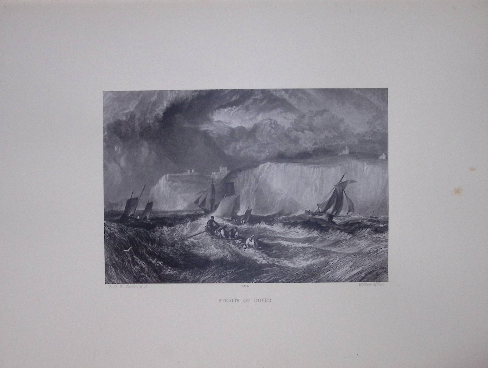 J.M.W Turner Rare “The Straits Of Dover” 1873 Picturesque Views in England-14: Title: J.M.W Turner Rare “The Straits Of Dover” 1873 Picturesque Views in England-14 Description: This Antique Print Was Removed from a 152 Years-Old Edition Of. J M W Turner's