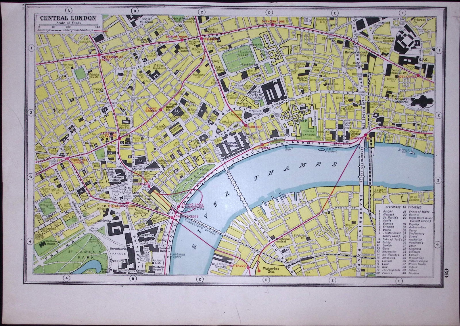 Detailed Plan of London Theatres West End Antique 1922 Coloured Map-69: Title: Detailed Plan of London Theatres West End Antique 1922 Coloured Map-69 Description: Detailed Plan of London Theatres West End Antique 1922 Coloured Map-69 Removed from an Antique 1922