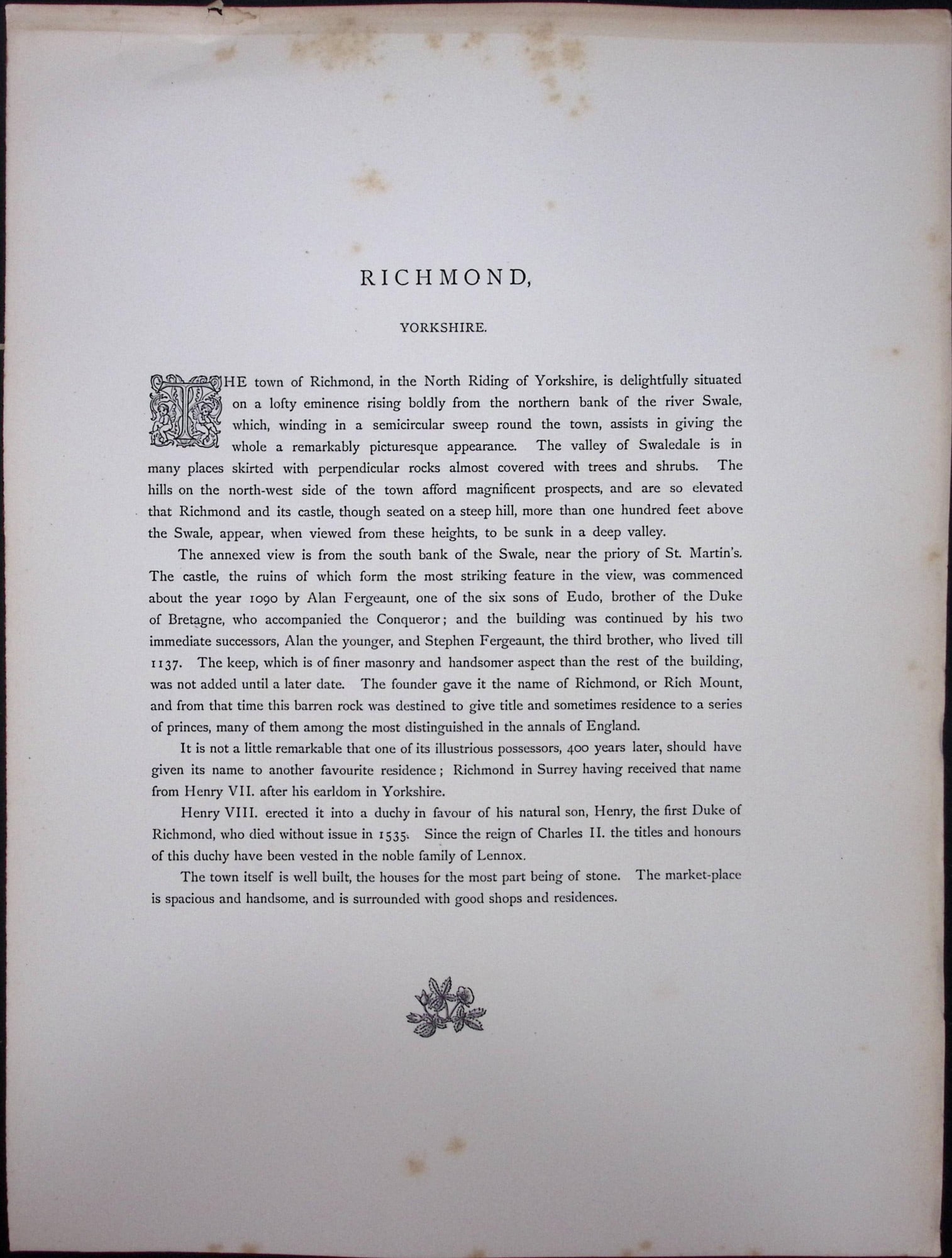 J.M.W Turner Rare “Richmond Yorkshire” 1873 Picturesque Views in England-67 - 2