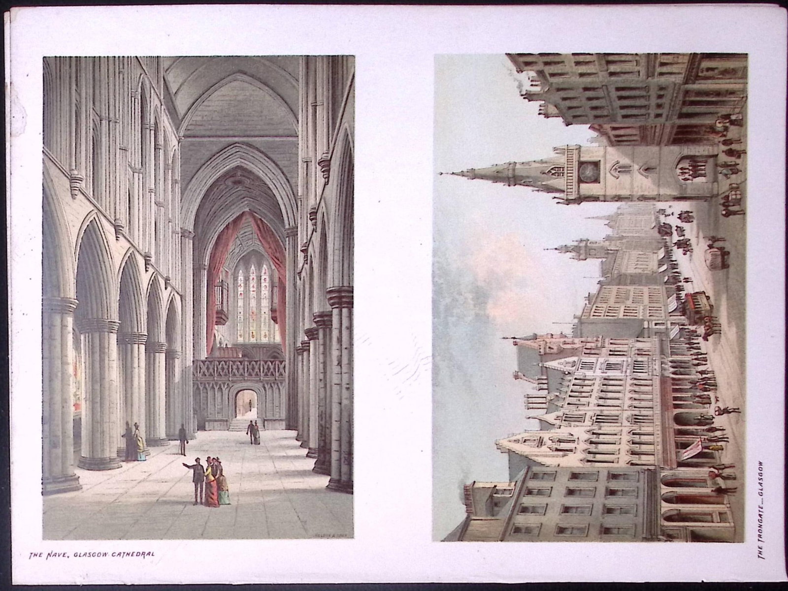 Scotland Glasgow Cathedral & The Trongate Antique Coloured Print-18: Title: Scotland Glasgow Cathedral & The Trongate Antique Coloured Print-18 Description: This Antique Illustration Has Been Removed from an First Edition of. Souvenir Of Scotland. Cities,