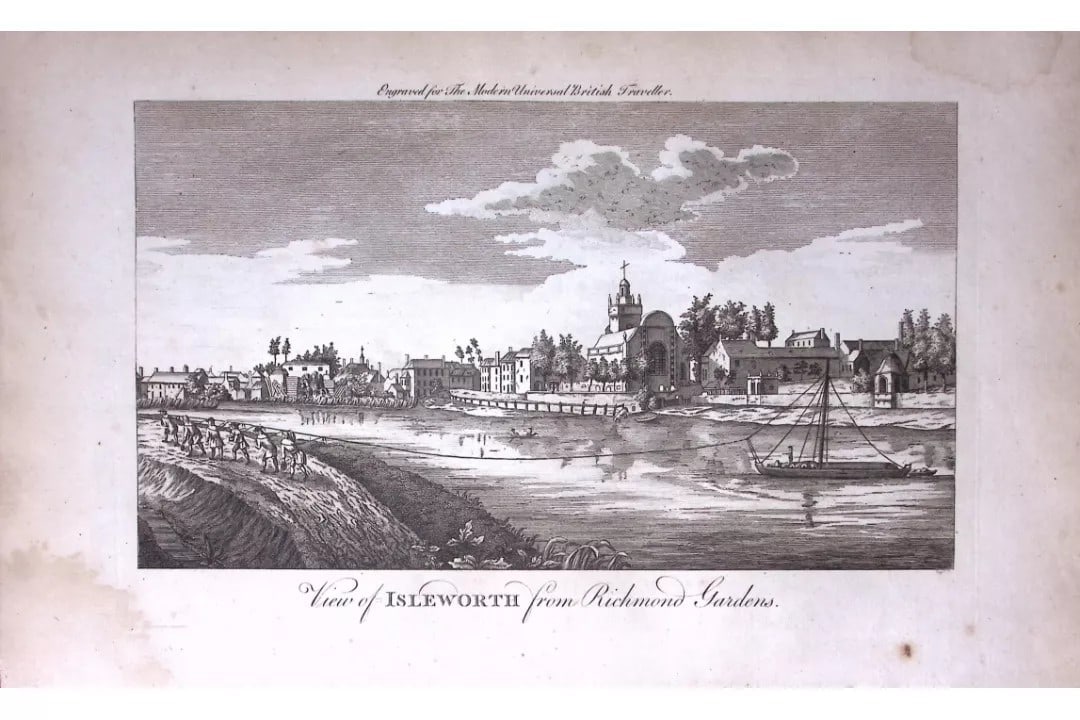 London Isleworth Rare Large 247-Year-Old Antique Large Copperplate Engraving -25-TR: Title: London Isleworth Rare Large 247-Year-Old Antique Large Copperplate Engraving -25-TR Description: This Antique 247-Year-Old Was Removed from an Edition Of. The Modern Universal