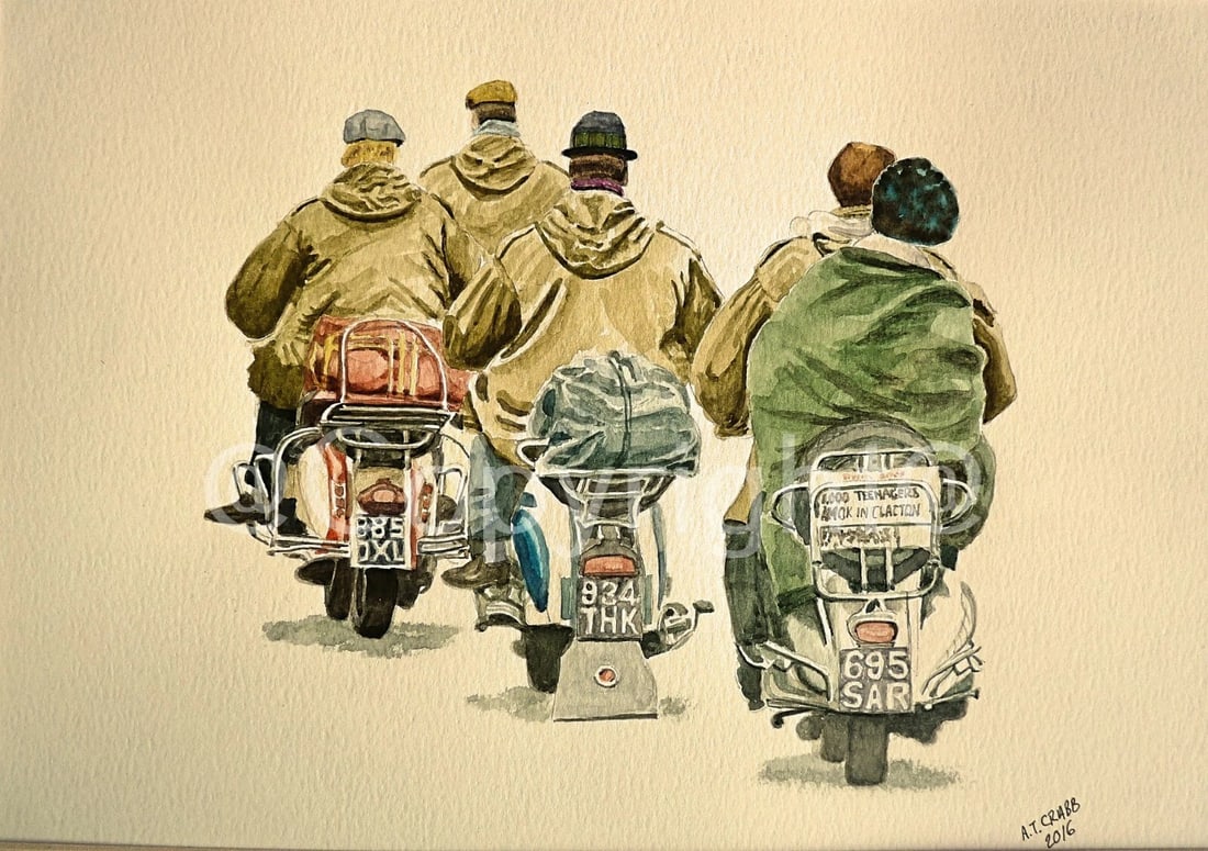 Mods In Clacton Vespa's & Lambretta's Nostalgic 1960's Metal Wall Art: Title: Mods In Clacton Vespa's & Lambretta's Nostalgic 1960's Metal Wall Art Description: ★ Approx Size 8” x 6” (Inches) 200 x 150 (mm). ★ Our Metal Art Design Comes