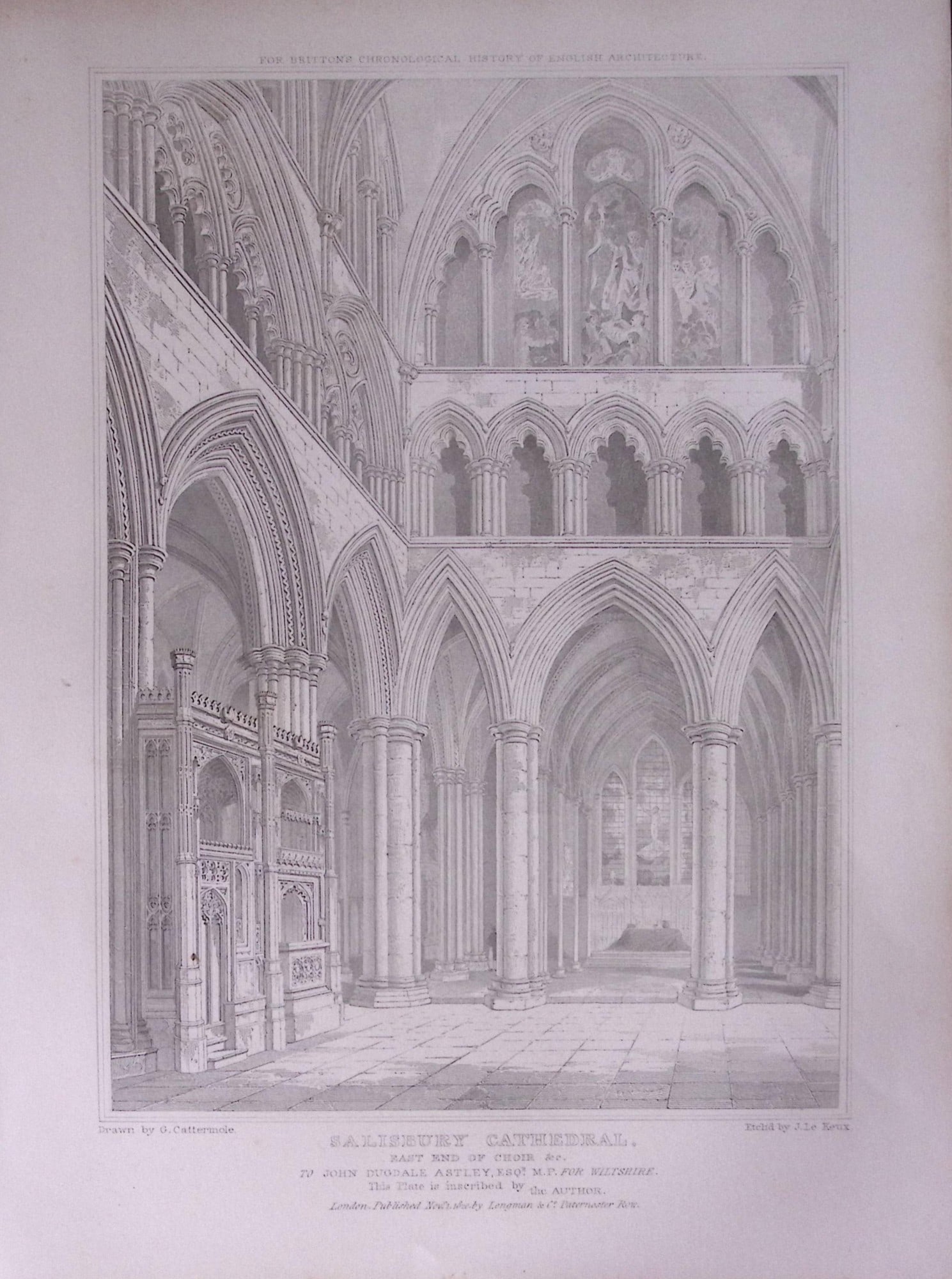 Salisbury Cathedral Wiltshire 190 Years-Old John Britton Antique Steel Engraving-227: Title: Salisbury Cathedral Wiltshire 190 Years-Old John Britton Antique Steel Engraving-227 Description: This 191 Years-Old Steel Gilt-Edged Engraved Plate Has Been Removed from an Antique Edition