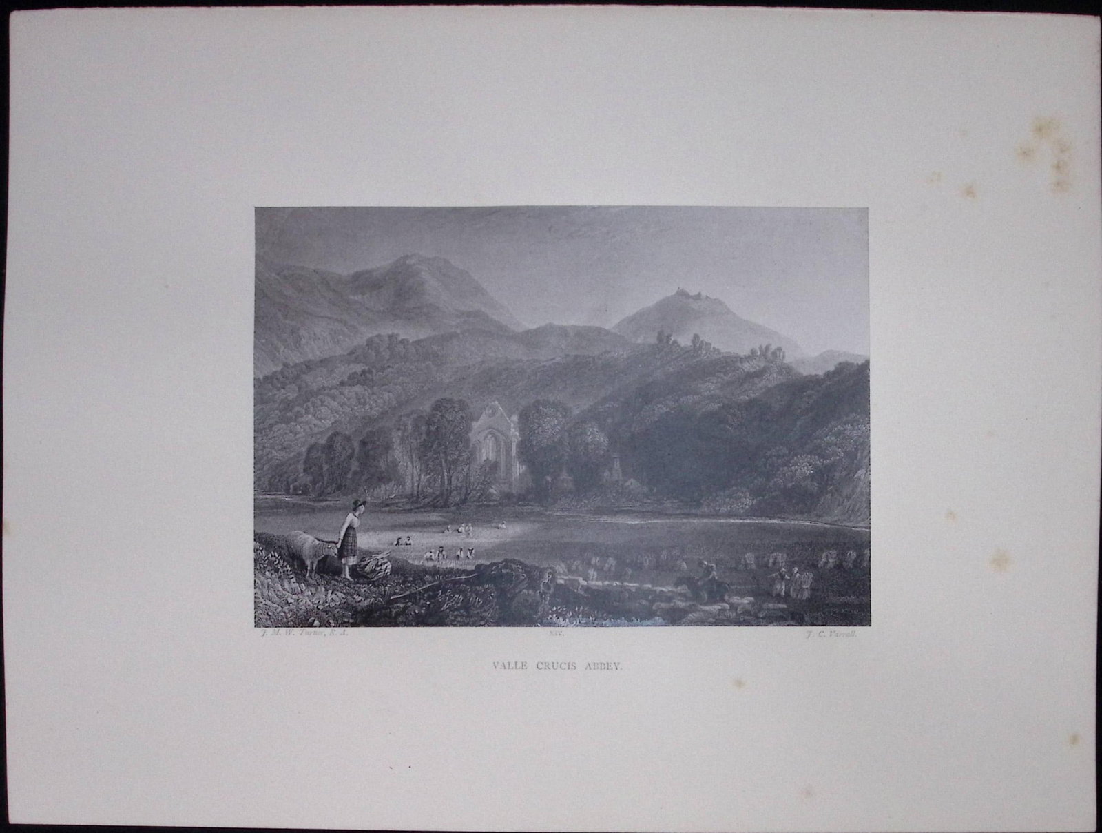 J.M.W Turner Rare “Valle Crucis Abbey Wales” 1873 Picturesque Views in England-35: Title: J.M.W Turner Rare “Valle Crucis Abbey Wales” 1873 Picturesque Views in England-35 Description: This Antique Print Was Removed from a 152 Years-Old Edition Of. J M W Turner's