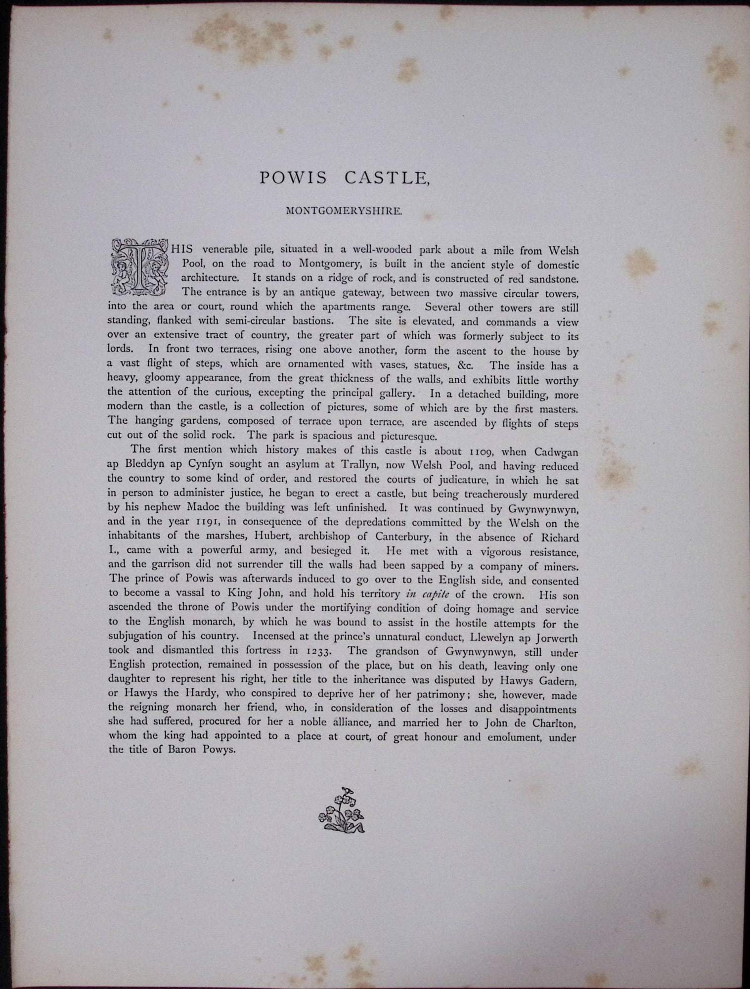 J.M.W Turner Rare “Powis Castle Wales” 1873 Picturesque Views in England-26 - 2
