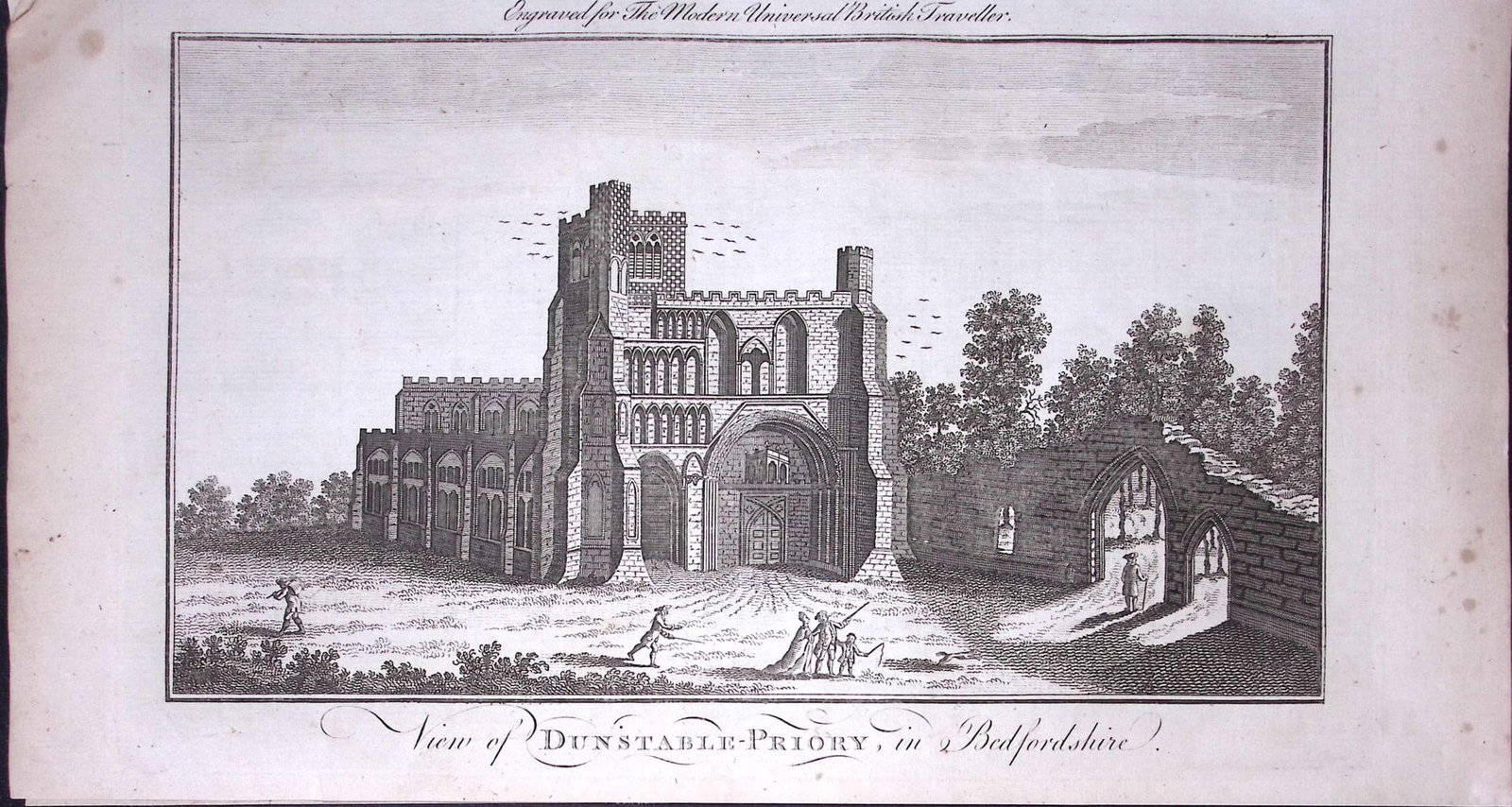 Dunstable Priory Bedfordshire Rare 247-Year-Old Antique Copperplate Engraving-69-TR: Title: Dunstable Priory Bedfordshire Rare 247-Year-Old Antique Copperplate Engraving-69-TR Description: This Antique 247-Year-Old Was Removed from an Edition Of. The Modern Un