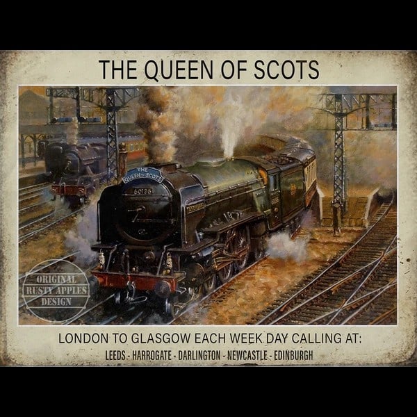 The Queen Of Scots On Route Leeds-Edinburgh Iconic Steam Train Metal Wall Art: Title: The Queen Of Scots On Route Leeds-Edinburgh Iconic Steam Train Metal Wall Art Description: ★ Approx Size 8” x 6” (Inches) 200 x 150 (mm). ★ Our Metal Art Design Comes