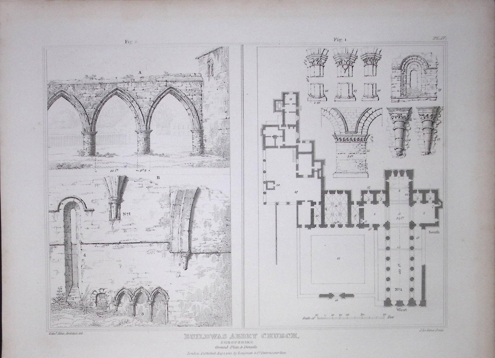 Buildwas Abbey Shropshire 190 Years-Old Rare John Britton Antique Steel Engraving-79: Title: Buildwas Abbey Shropshire 190 Years-Old Rare John Britton Antique Steel Engraving-79 Description: This 191 Years-Old Steel Gilt-Edged Engraved Plate Has Been Removed from an Antique Edition