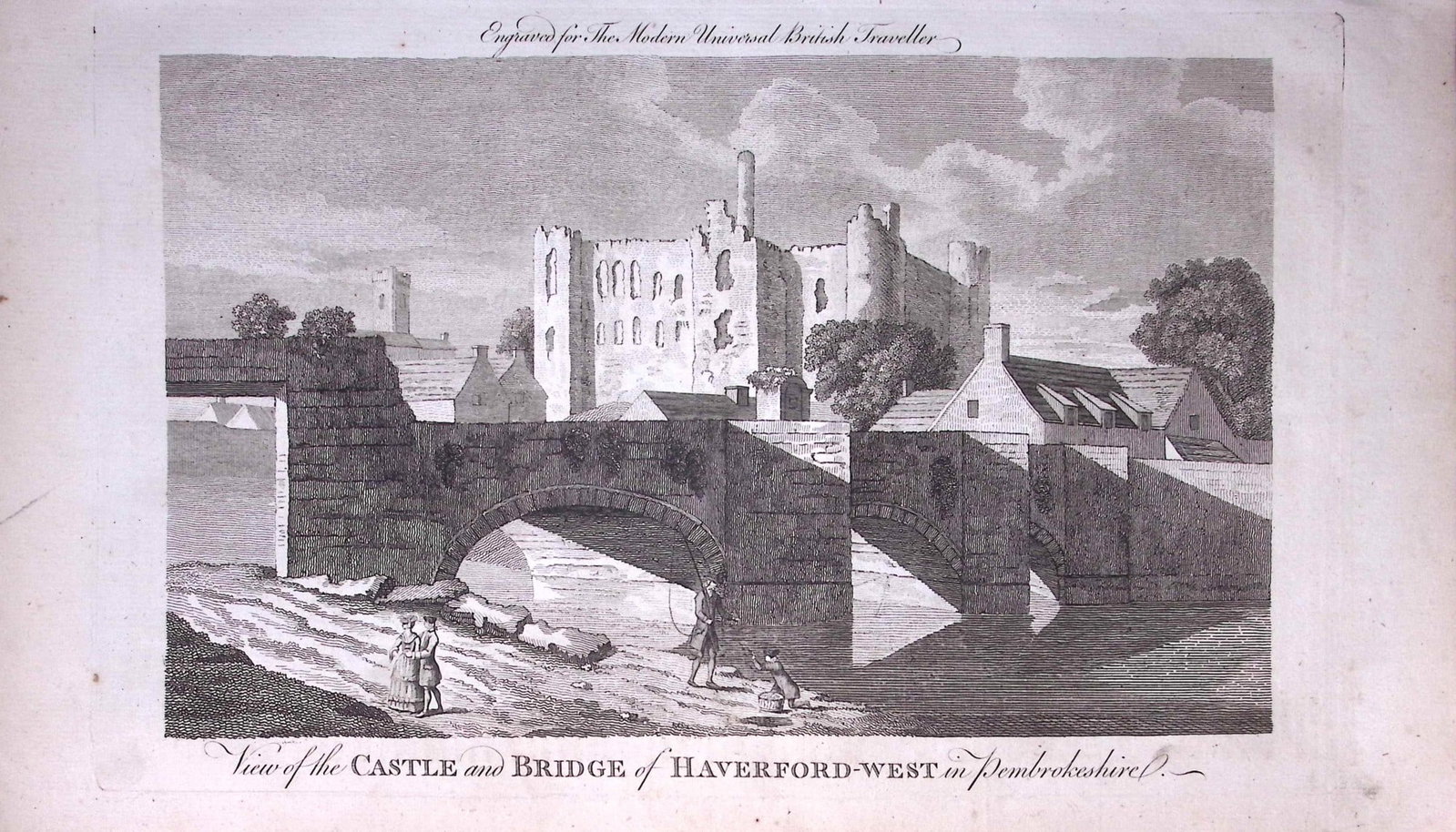 Haverford-West Castle Wales Rare 247-Year-Old Antique Copperplate Engraving-44 -TR: Title: Haverford-West Castle Wales Rare 247-Year-Old Antique Copperplate Engraving-44 -TR Description: This Antique 247-Year-Old Was Removed from an Edition Of. The Modern Universal