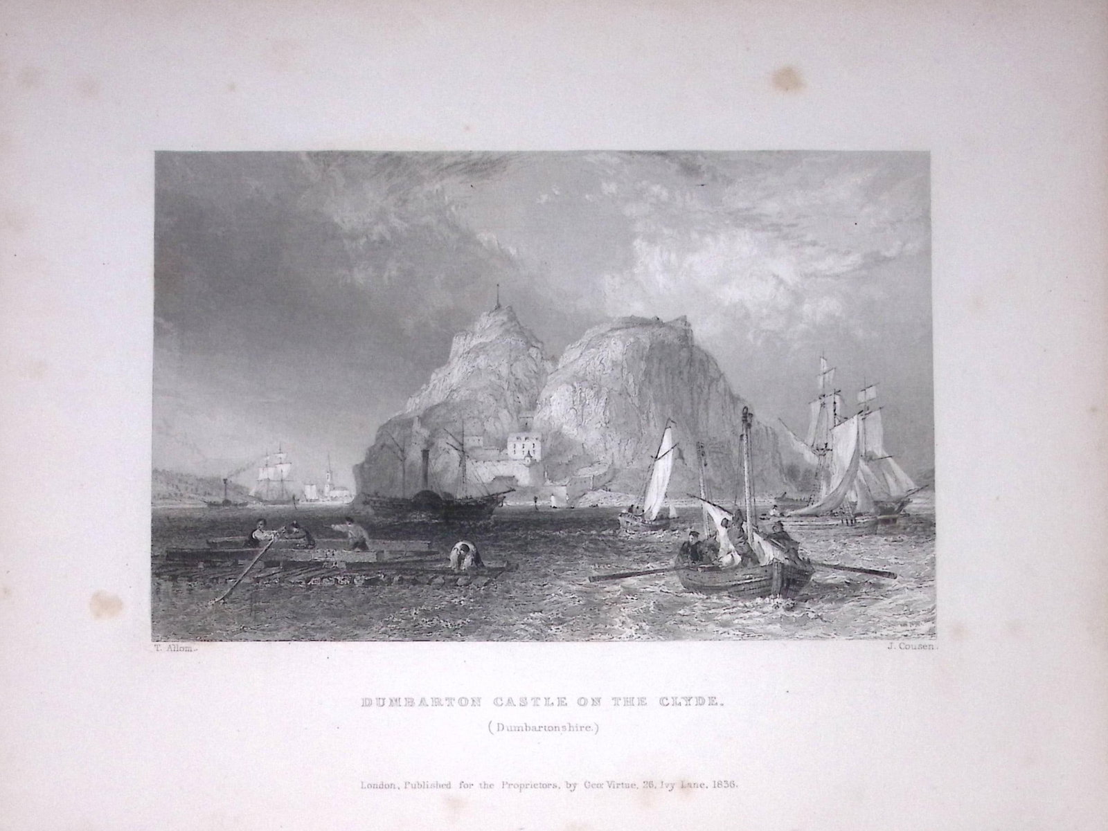Dunbarton Castle On the Clyde Scotland 188 Years-Old Antique Steel Engraving-51: Title: Dunbarton Castle On the Clyde Scotland 188 Years-Old Antique Steel Engraving-51 Description: Scotland Illustrated in a Series of Views Takes Expressly for This Work by Messrs William Beattie.
