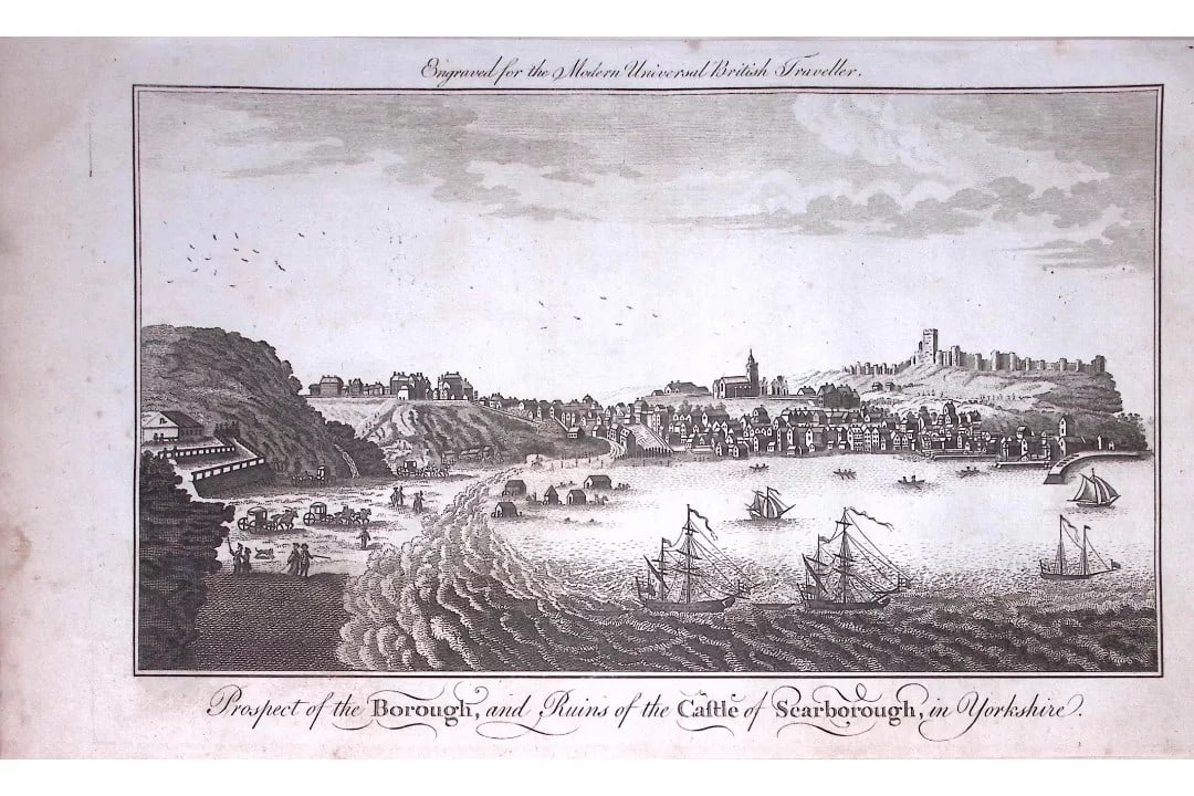 View of Scarborough Rare Large 247-Year-Old Antique Copperplate Engraving-46 -TR: Title: View of Scarborough Rare Large 247-Year-Old Antique Copperplate Engraving-46 -TR Description: This Antique 247-Year-Old Was Removed from an Edition Of. The Modern Universal British