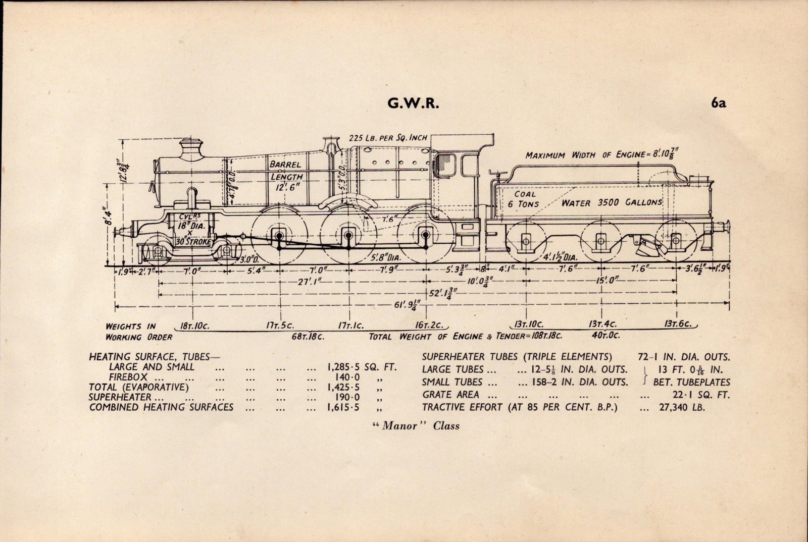 GWR Railway Manor Class Locomotive Detailed Drawing Diagram 85 Yrs Old Print-6: Title: GWR Railway Manor Class Locomotive Detailed Drawing Diagram 85 Yrs Old Print-6 Description: This Vintage Print Was Removed from a 1939 British Locomotive Types Railway Gazette. The