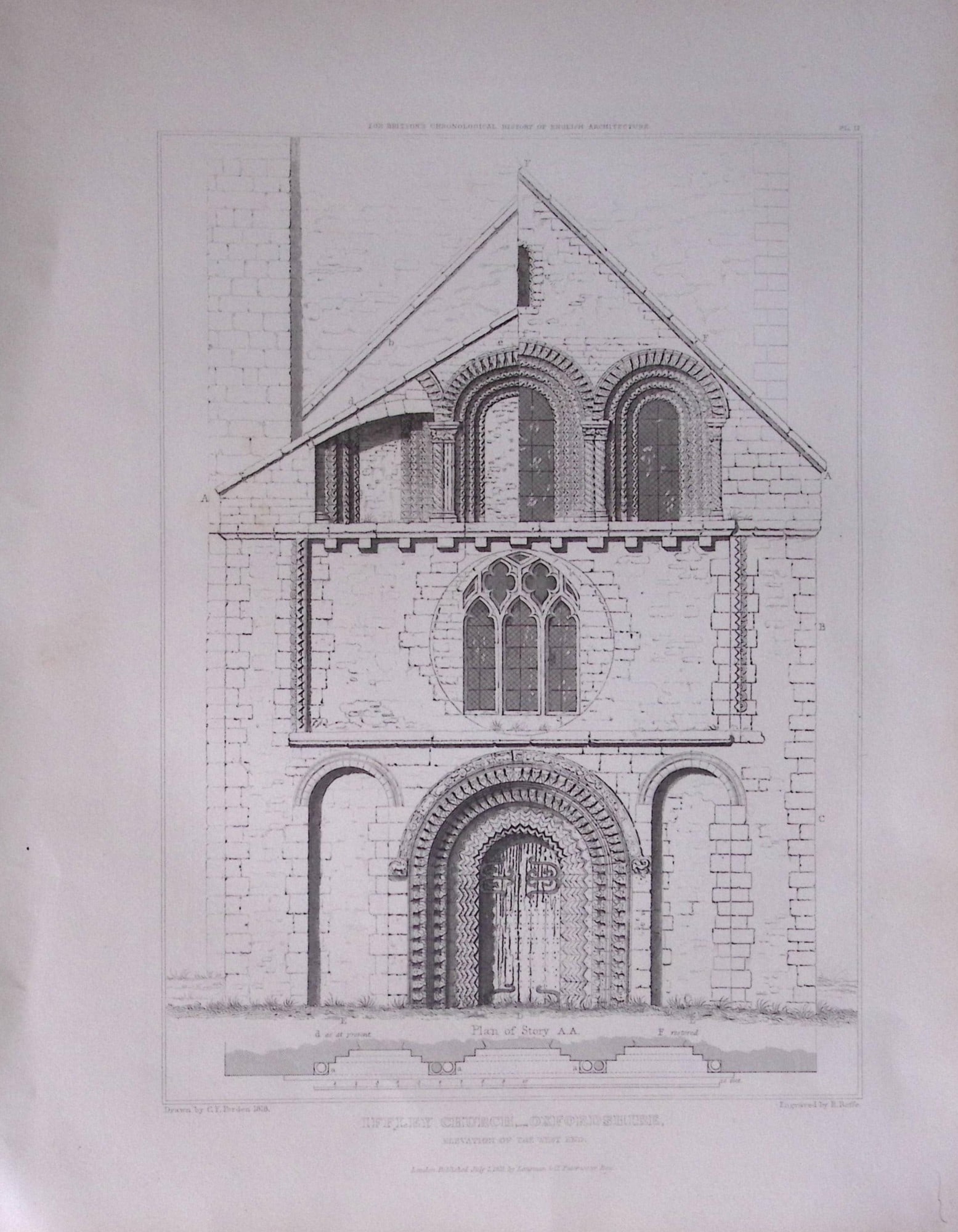 Iffley Church Oxfordshire 190 Years-Old John Britton Antique Steel Engraving-231: Title: Iffley Church Oxfordshire 190 Years-Old John Britton Antique Steel Engraving-231 Description: This 191 Years-Old Steel Engraved Plate Has Been Removed from an Antique Edition of. John Britton