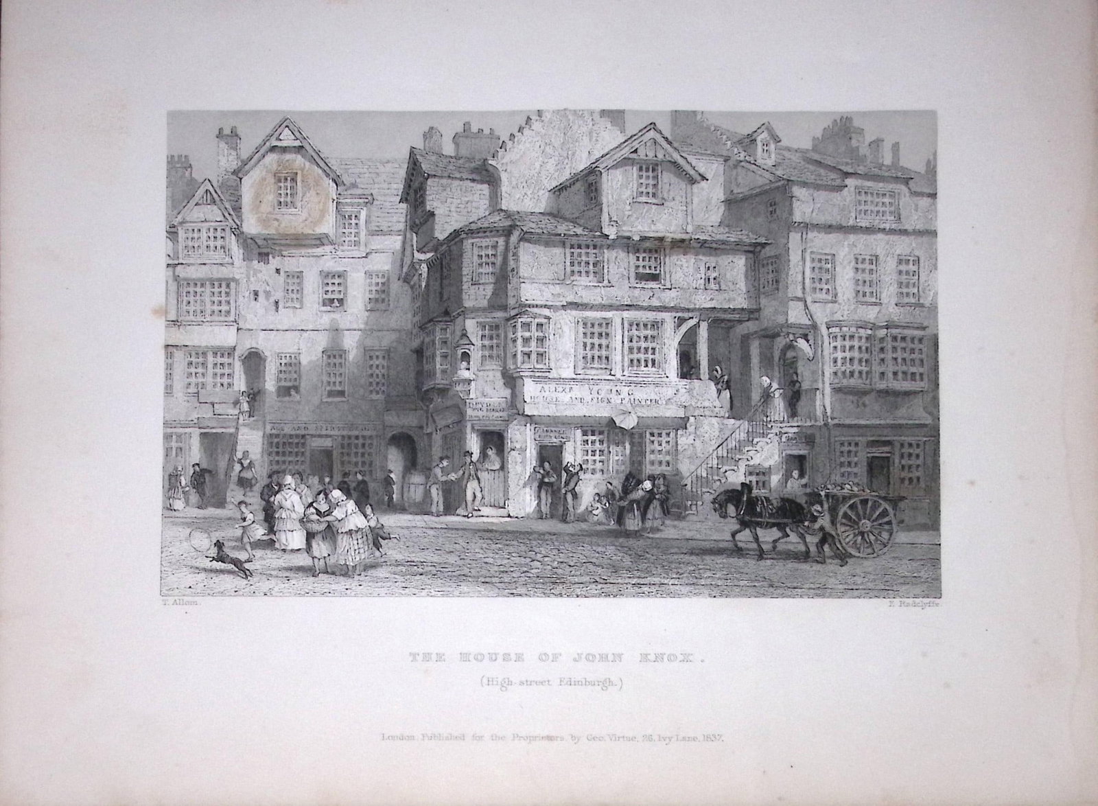 Edinburgh High Street Scotland 188 Years-Old Antique Steel Engraving-13: Title: Edinburgh High Street Scotland 188 Years-Old Antique Steel Engraving-13 Description: Scotland Illustrated in a Series of Views Takes Expressly for This Work by Messrs William Beattie.