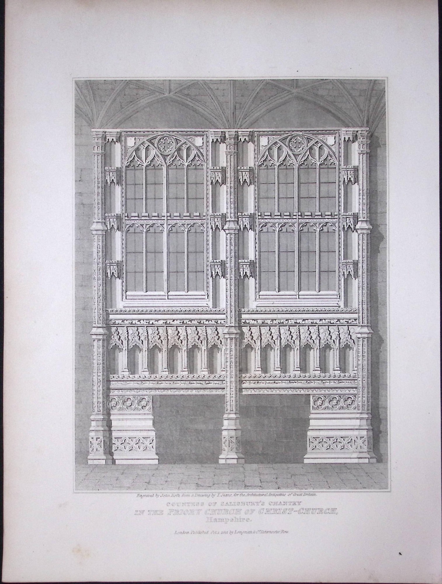 Priory Christ- Church Hampshire 190 Years-Old John Britton Antique Steel Engraving-170: Title: Priory Christ- Church Hampshire 190 Years-Old John Britton Antique Steel Engraving-170 Description: This 191 Years-Old Steel Gilt-Edged Engraved Plate Has Been Removed from an Antique Edition