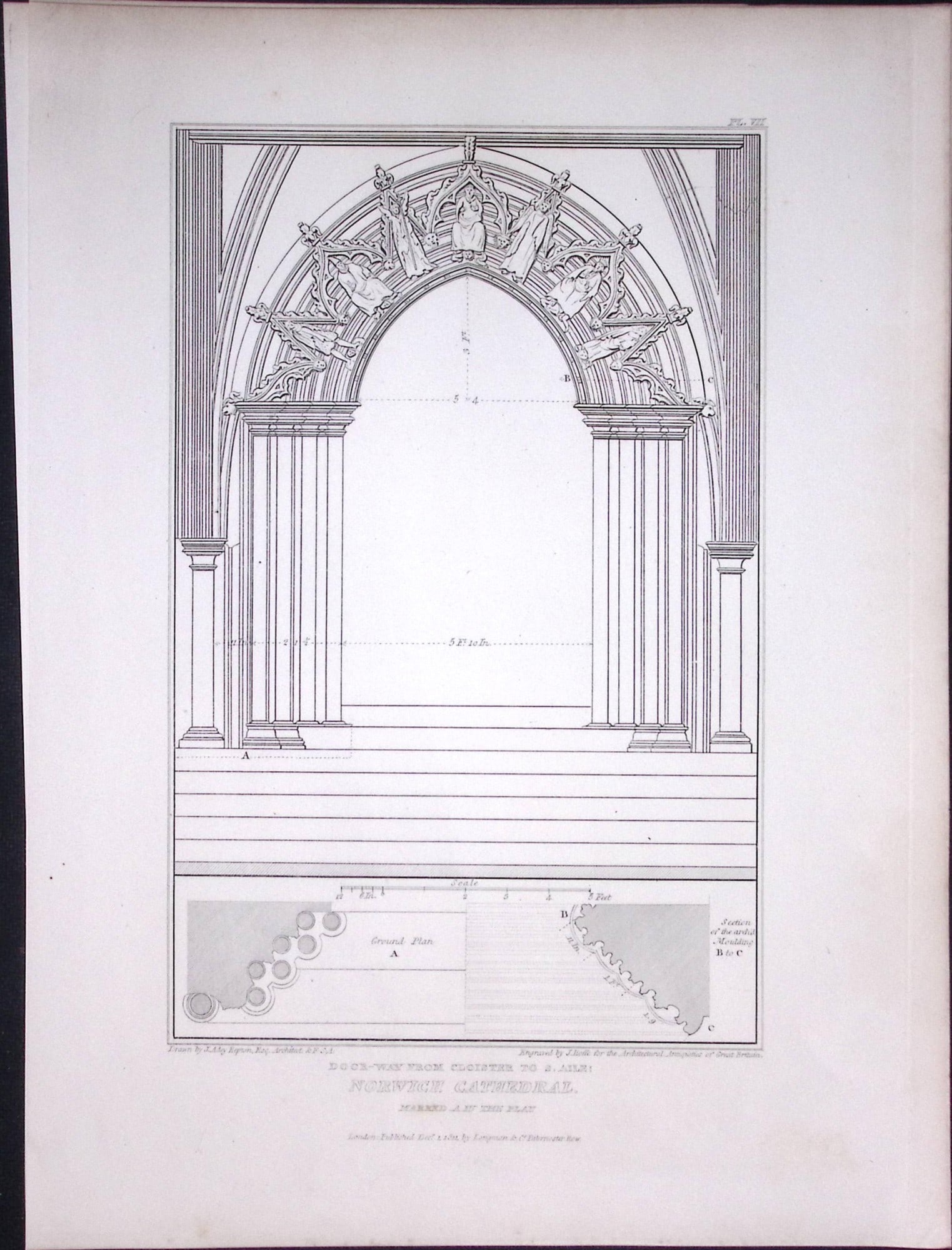 Norwich Cathedral Norfolk 190 Years-Old John Britton Antique Steel Engraving-184: Title: Norwich Cathedral Norfolk 190 Years-Old John Britton Antique Steel Engraving-184 Description: This 191 Years-Old Steel Gilt-Edged Engraved Plate Has Been Removed from an Antique Edition of.<