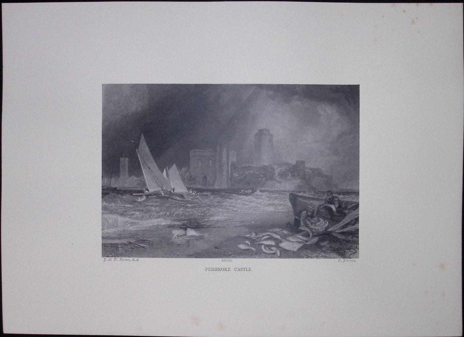 J.M.W Turner Rare “Pembroke Castle Wales” 1873 Picturesque Views in England-24: Title: J.M.W Turner Rare “Pembroke Castle Wales” 1873 Picturesque Views in England-24 Description: This Antique Print Was Removed from a 152 Years-Old Edition Of. J M W Turner's