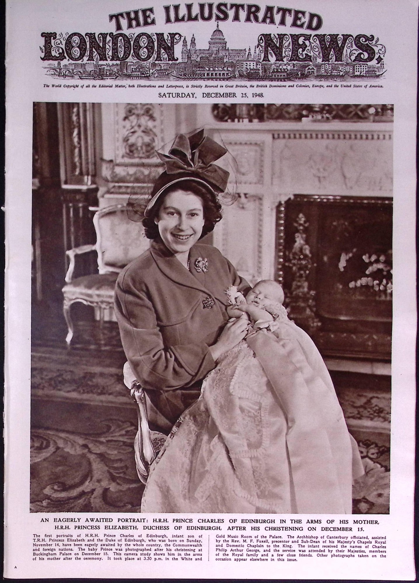 The Christening of King Charles Original 78 Years-Old Newspaper.: Title: The Christening of King Charles Original 78 Years-Old Newspaper. Description: The Christening of King Charles Original 78 Years-Old Newspaper. Complete Original the Illustrated London