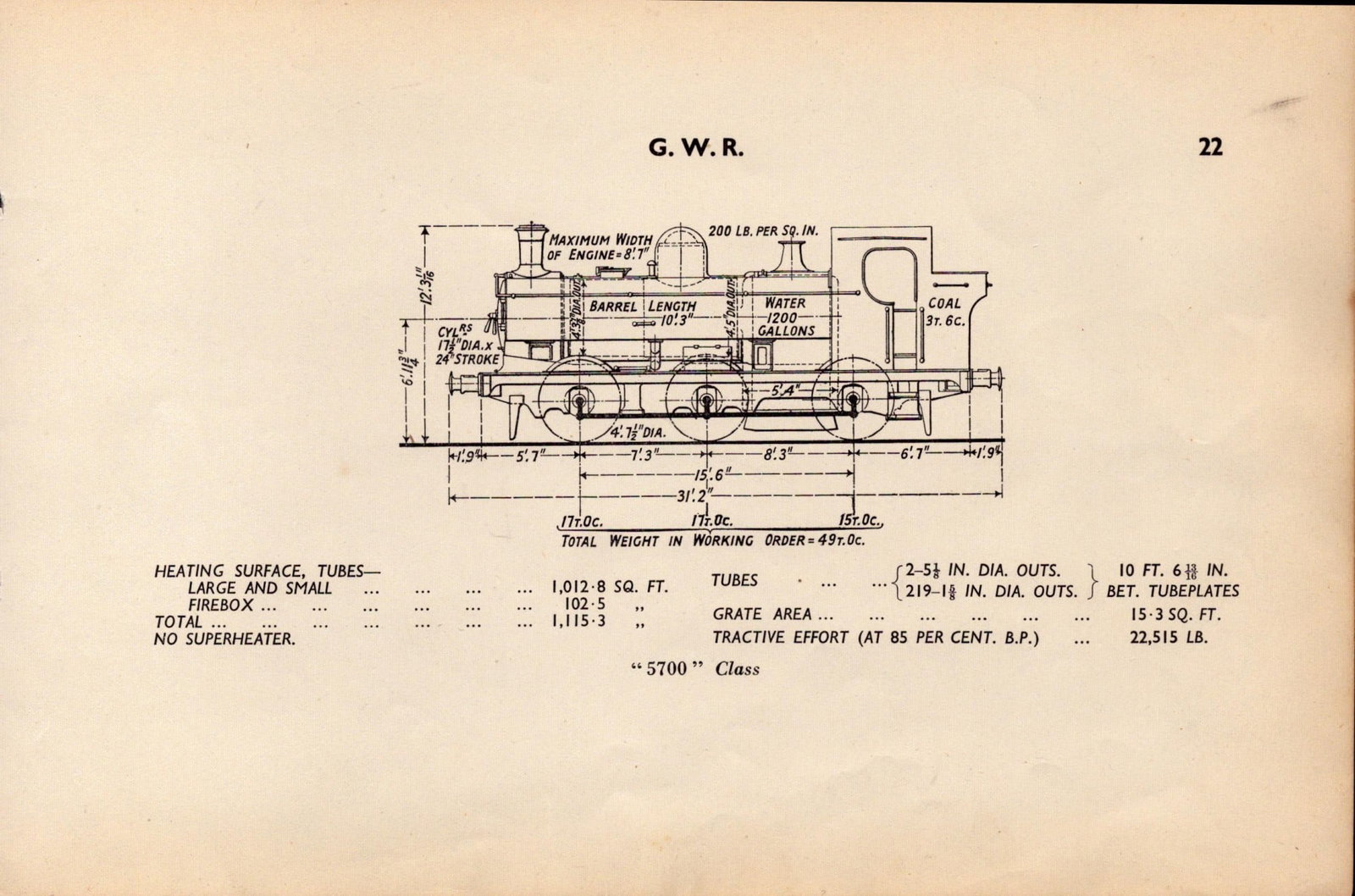 G.W.R “5700” Class Locomotive Detailed Diagram 85 Year- Old Print-19: Title: G.W.R “5700” Class Locomotive Detailed Diagram 85 Year- Old Print-19 Description: This Vintage Print Was Removed from a 1939 British Locomotive Types Railway Gazette