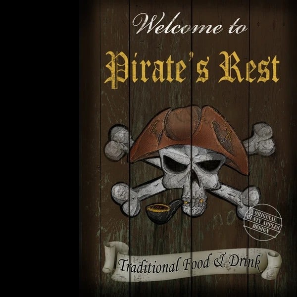 English Traditional Pub Sign The Pirates Rest Metal Wall Art: Title: English Traditional Pub Sign The Pirates Rest Metal Wall Art Description: ★ Approx Size 12” x 8” (Inches) 300 x 200 (mm). ★ Our Metal Art Design Comes with Rounded