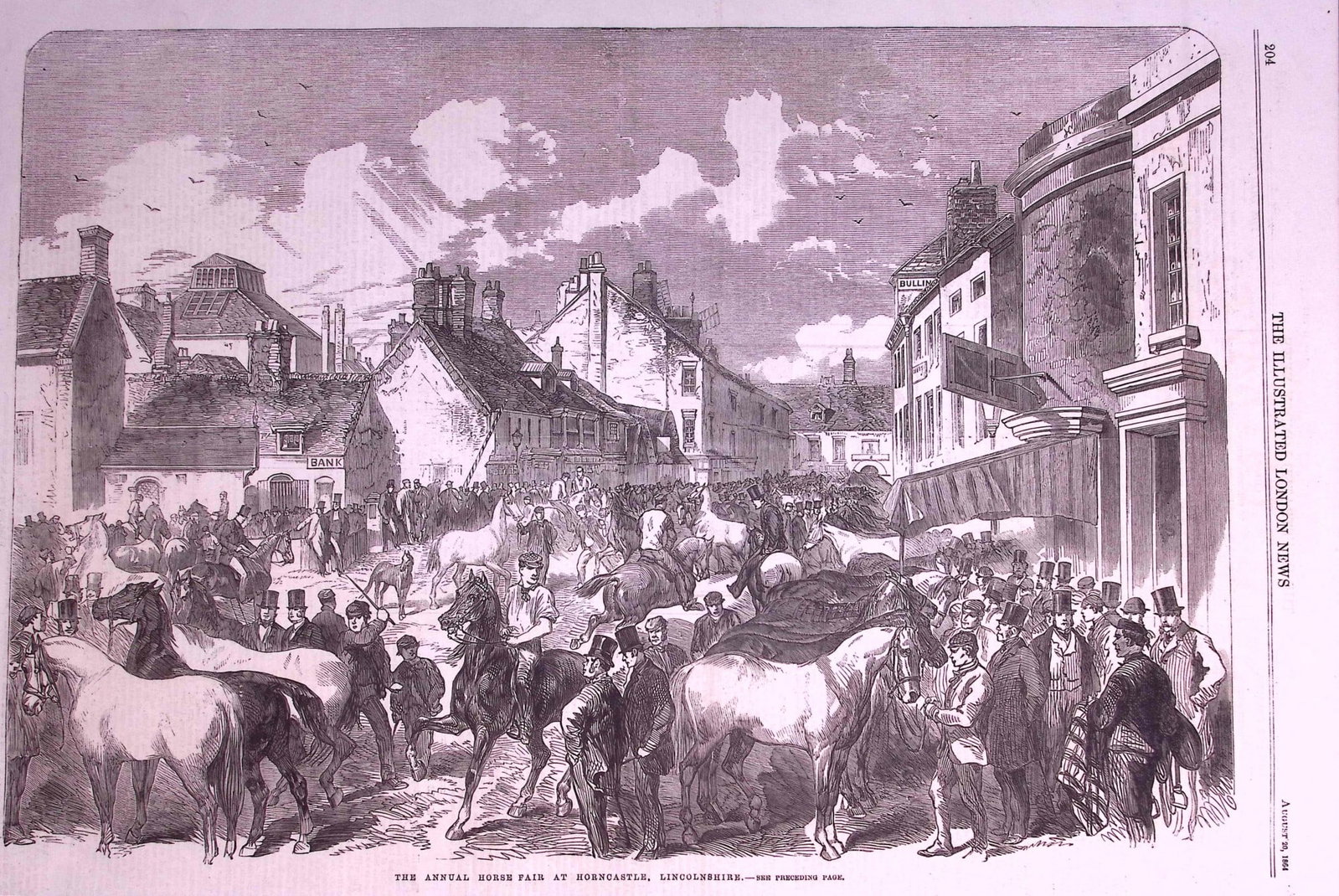 Horncastle Lincolnshire Annual Horse Fair Large 1864 Antique Woodcut.: Title: Horncastle Lincolnshire Annual Horse Fair Large 1864 Antique Woodcut. Description: Horncastle Lincolnshire Annual Horse Fair 1864 Antique Woodcut. This Antique Woodcut Was a