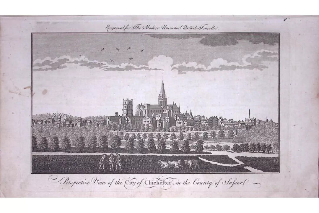 City of Chichester Rare Large 247-Year-Old Antique Copperplate Engraving-63-TR: Title: City of Chichester Rare Large 247-Year-Old Antique Copperplate Engraving-63-TR Description: This Antique 247-Year-Old Was Removed from an Edition Of. The Modern Universal