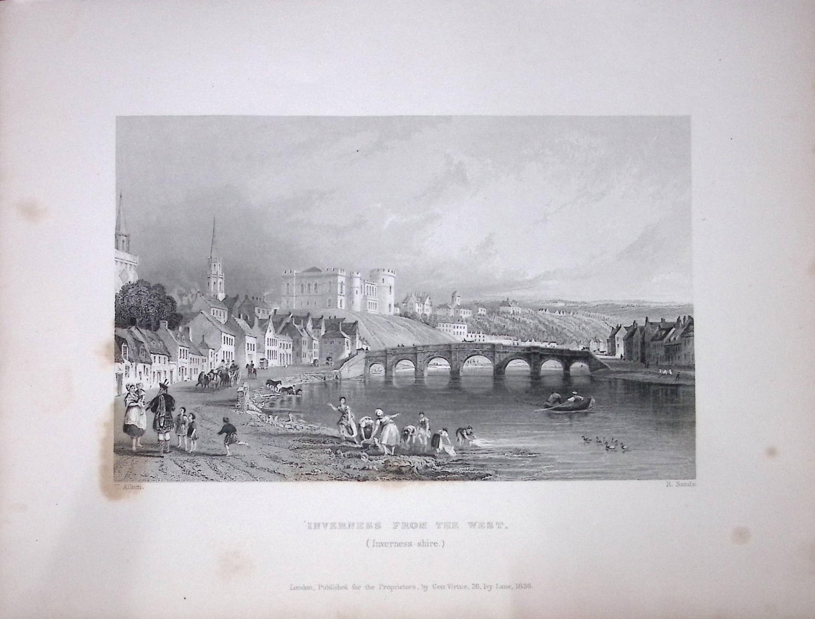 Inverness From The West Scotland W Beattie 188 Years-Old Antique Steel Engraving-27: Title: Inverness From The West Scotland W Beattie 188 Years-Old Antique Steel Engraving-27 Description: Scotland Illustrated in a Series of Views Takes Expressly for This Work by Messrs William