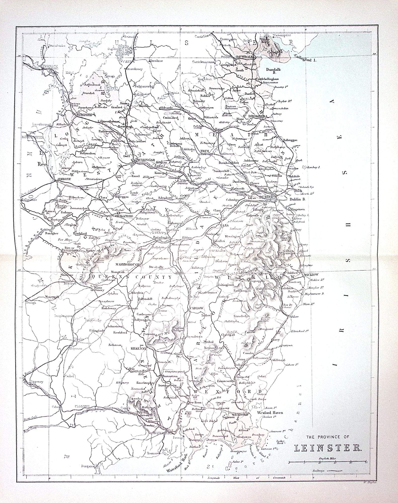 The Province of Leinster Ireland 150 Years-Old Coloured Antique 1875 Map-3: Title: The Province of Leinster Ireland 150 Years-Old Coloured Antique 1875 Map-3 Description: This 150 Years-Old Coloured Antique Map Was Removed from an Edition of. The National Gazetteer of