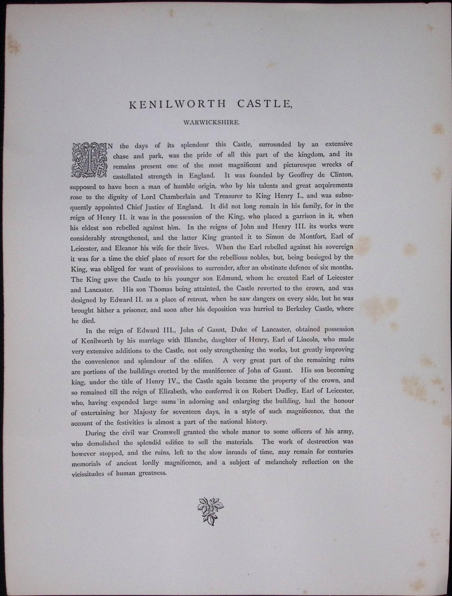 J.M.W Turner Rare “Kenilworth Castle” 1873 Picturesque Views in England-33 - 2
