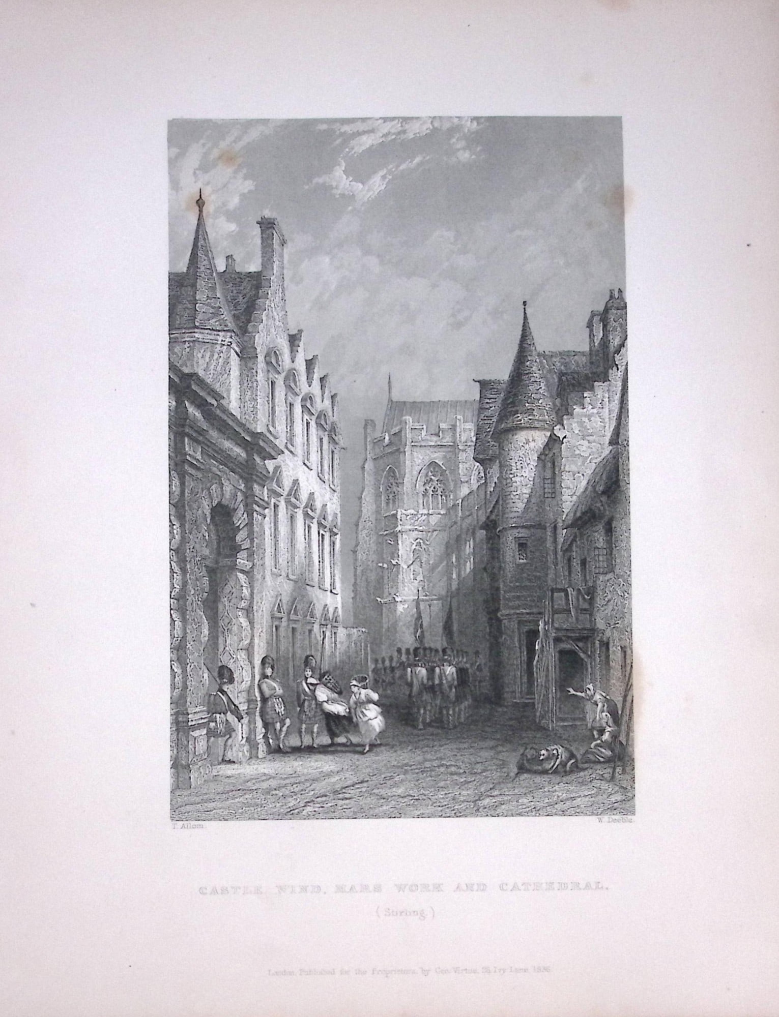 Stirling Castle & Cathedral Scotland 188 Years-Old Antique Steel Engraving-5: Title: Stirling Castle & Cathedral Scotland 188 Years-Old Antique Steel Engraving-5 Description: Scotland Illustrated in a Series of Views Takes Expressly for This Work by Messrs William Beattie.