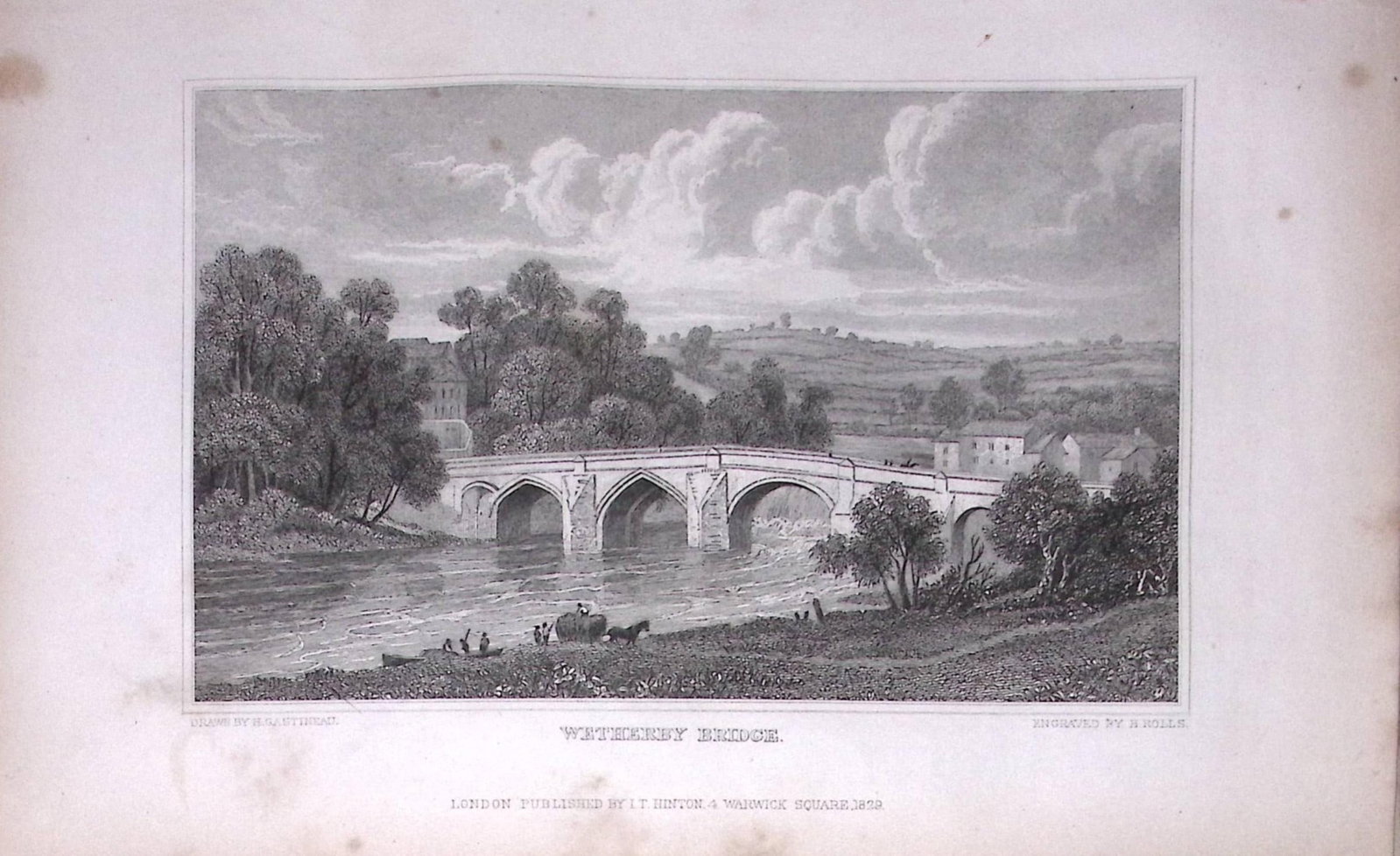 Wetherby Bridge Yorkshire 198 Years-Old Thomas Allen Antique Steel Engraving-89: Title: Wetherby Bridge Yorkshire 198 Years-Old Thomas Allen Antique Steel Engraving-89 Description: This 198 Years-Old Steel Engraved Plate Has Been Removed from an Antique Edition of. A New an