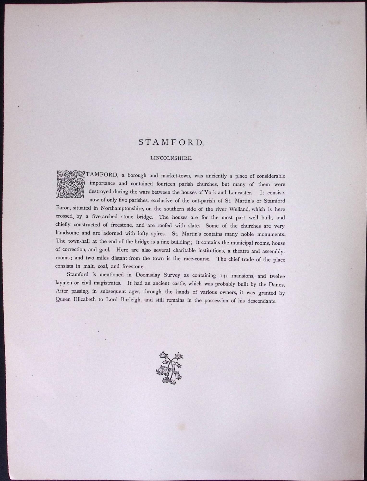 J.M.W Turner Rare “Stamford Market Town Lincs” 1873 Picturesque Views in England-69 - 2
