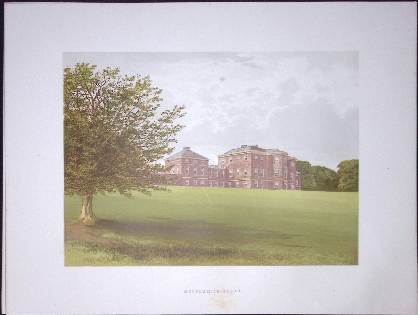 Mersham-Le-Hatch Kent 160 Years-Old Gilt-Edge Coloured Antique Book Plate-11: Title: Mersham-Le-Hatch Kent 160 Years-Old Gilt-Edge Coloured Antique Book Plate-11 Description: This Stunning Gilt-Edged Colour Plate illustrated by Alexander Francis Lydon and Coloured By. Benjamin