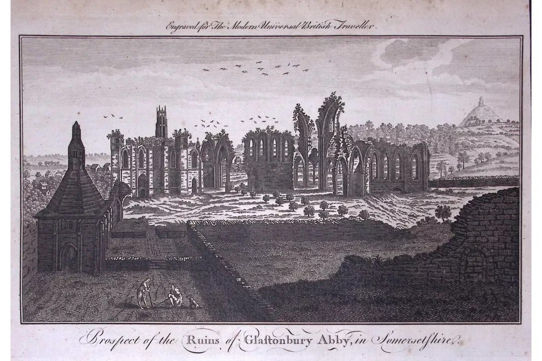 Ruins of Glastonbury Abbey Rare 247-Year-Old Antique Copperplate Engraving-67-TR: Title: Ruins of Glastonbury Abbey Rare 247-Year-Old Antique Copperplate Engraving-67-TR Description: This Antique 247-Year-Old Was Removed from an Edition Of. The Modern Universal