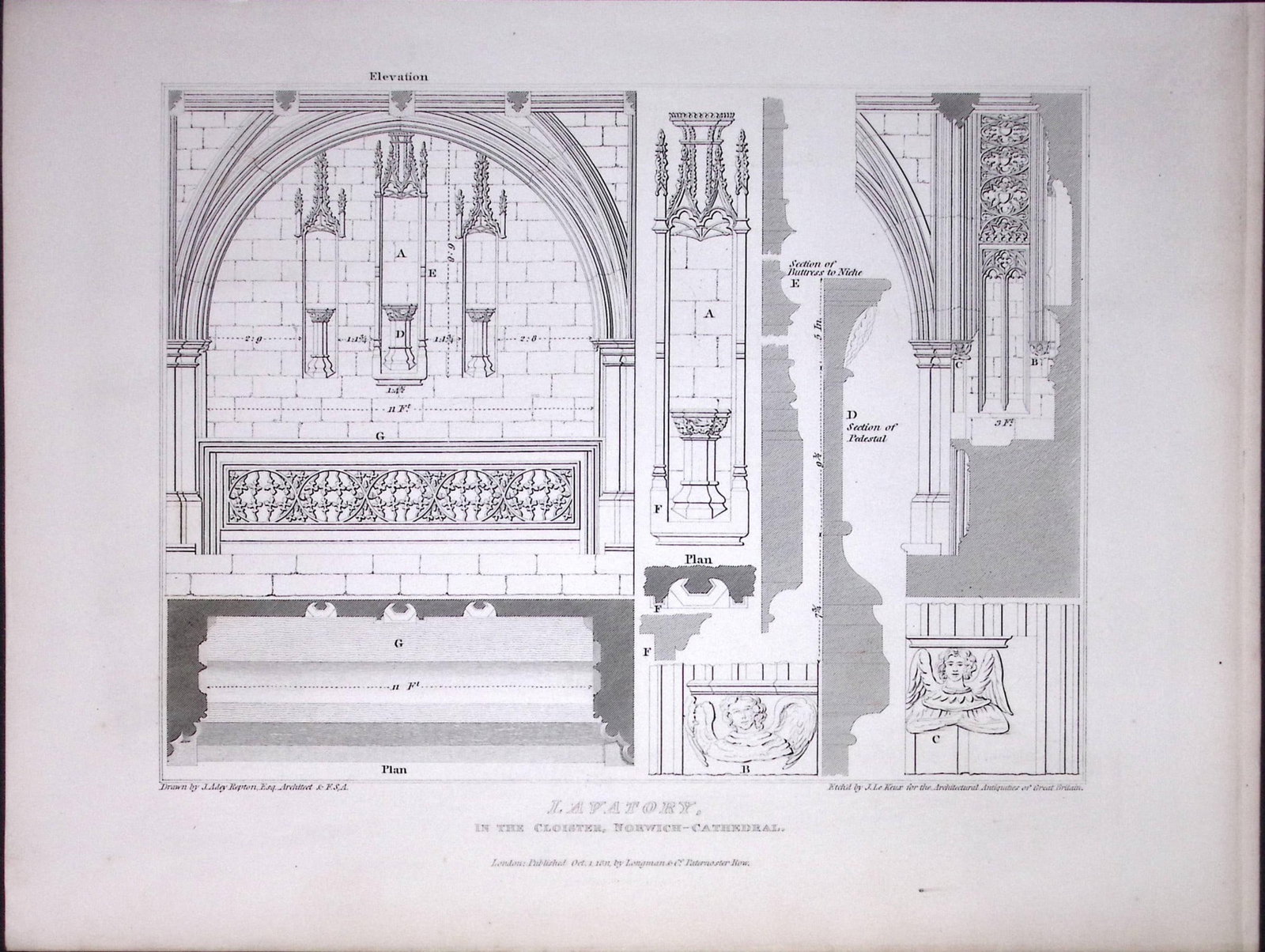 Norwich Cathedral Norfolk 190 Years-Old John Britton Antique Steel Engraving-185: Title: Norwich Cathedral Norfolk 190 Years-Old John Britton Antique Steel Engraving-185 Description: This 191 Years-Old Steel Gilt-Edged Engraved Plate Has Been Removed from an Antique Edition of.