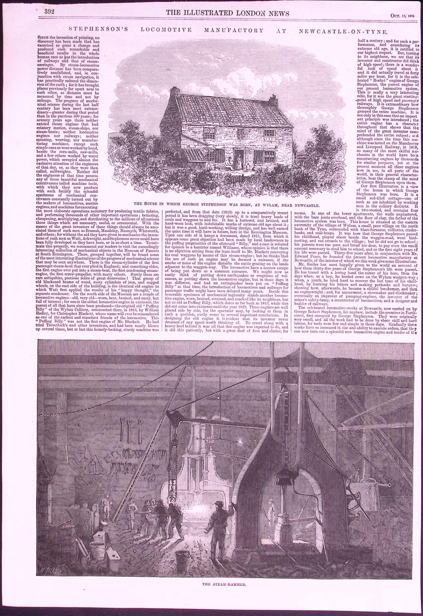 2 Page Supplement Stephenson’s Locomotive Factory Newcastle Antique Prints. - 2