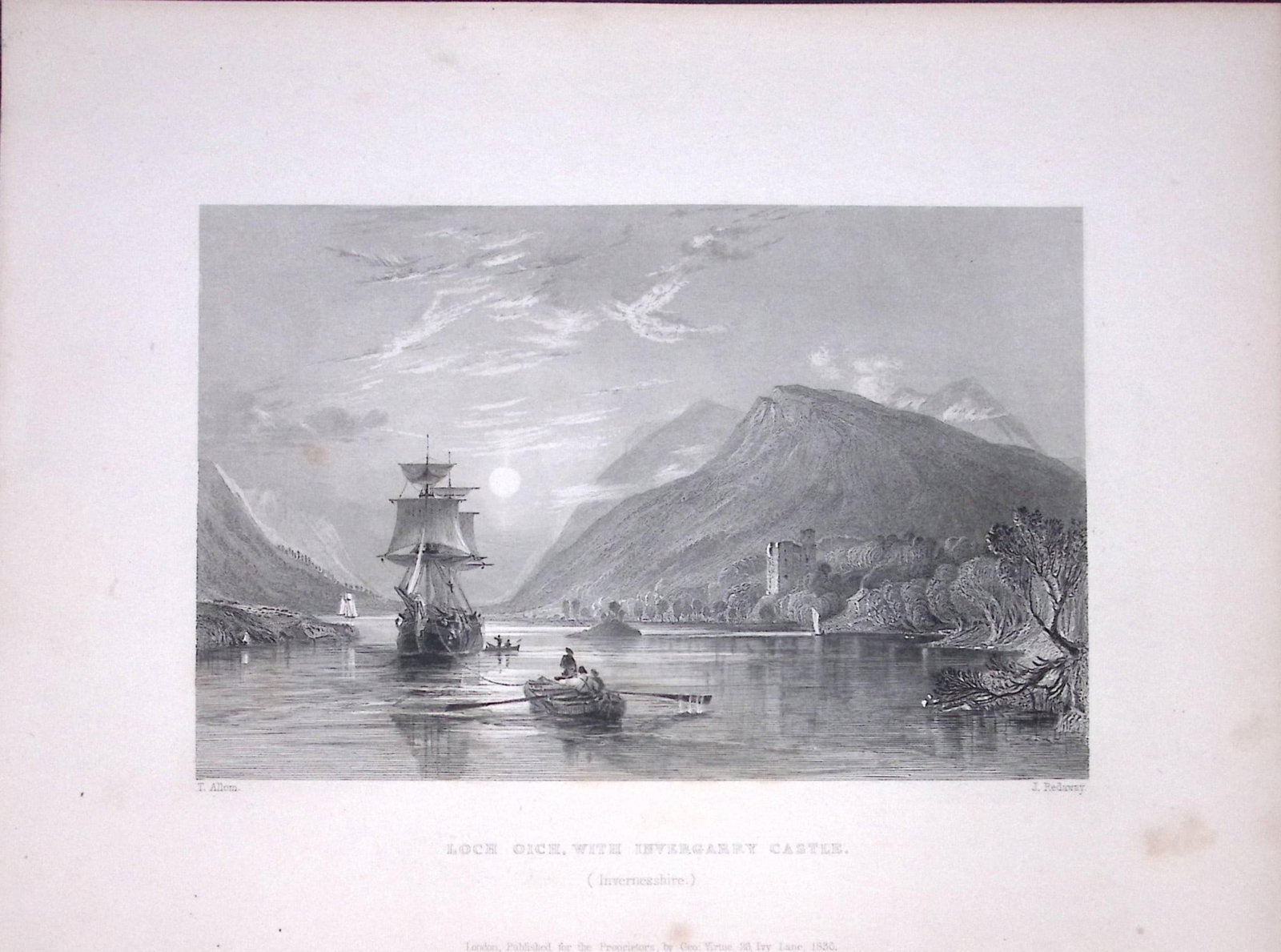 Invergarry Castle Scotland W Beattie 188 Years-Old Antique Steel Engraving-33: Title: Invergarry Castle Scotland W Beattie 188 Years-Old Antique Steel Engraving-33 Description: Scotland Illustrated in a Series of Views Takes Expressly for This Work by Messrs William Beattie.<