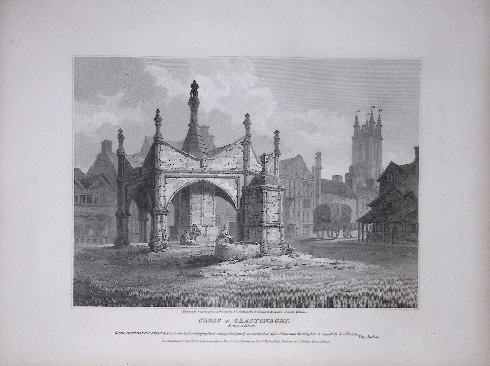 The Cross at Glastonbury 190 Years-Old Rare John Britton Antique Steel Engraving-36: Title: The Cross at Glastonbury 190 Years-Old Rare John Britton Antique Steel Engraving-36 Description: This 191 Years-Old Steel Gilt-Edged Engraved Plate Has Been Removed from an Antique Edition of.
